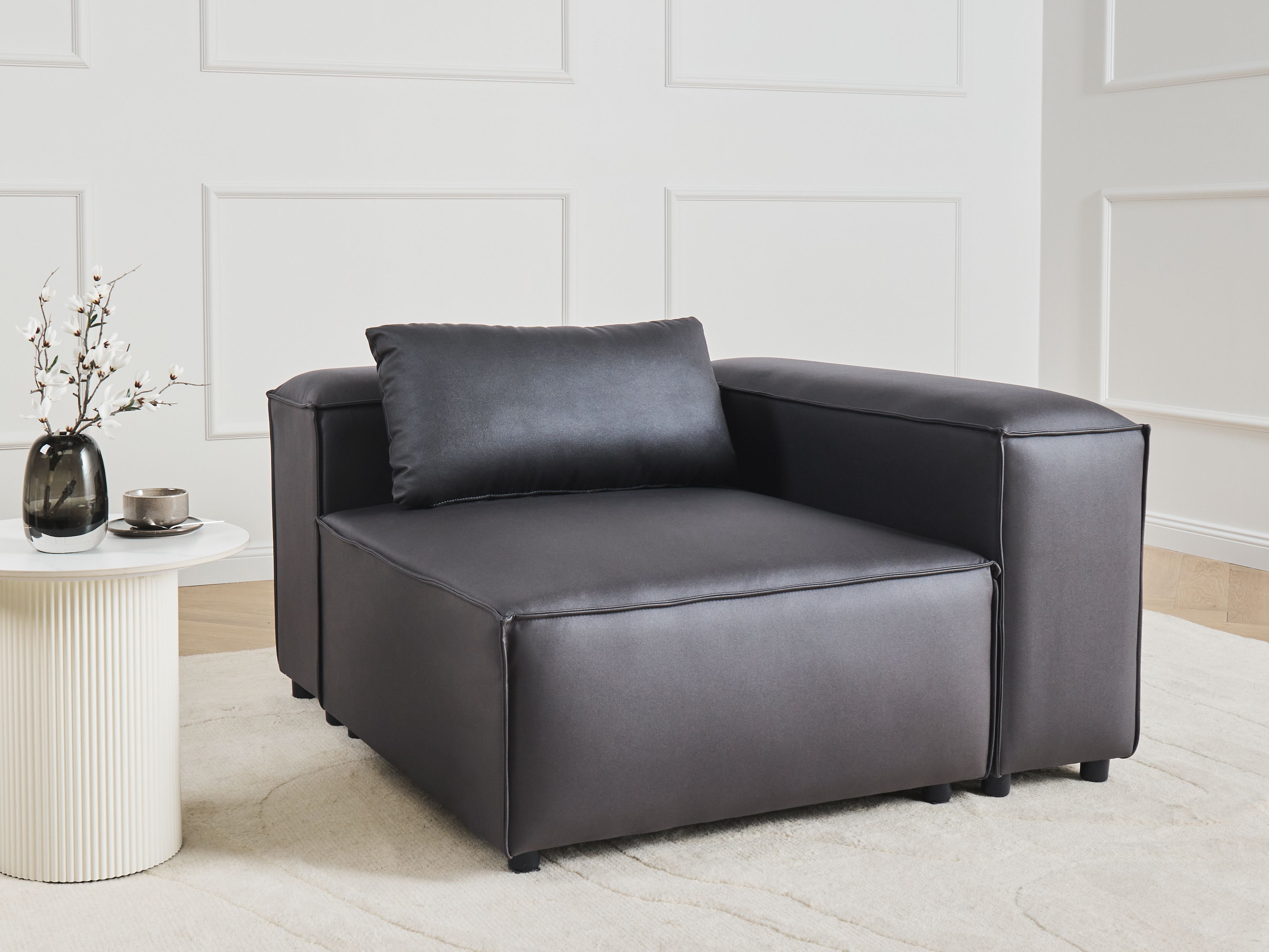 Corner Seat BRANDE Faux Leather Black Symmetrical