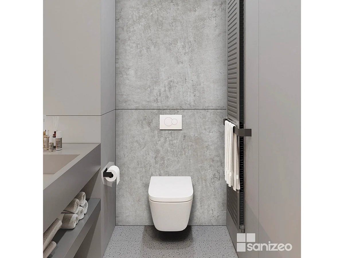 Kit 2 Panneaux Muraux Décoratifs de Douche - 120x120 cm  - Ép. 4mm - Effet Béton - URBAN CONCRETE KOBERTIN