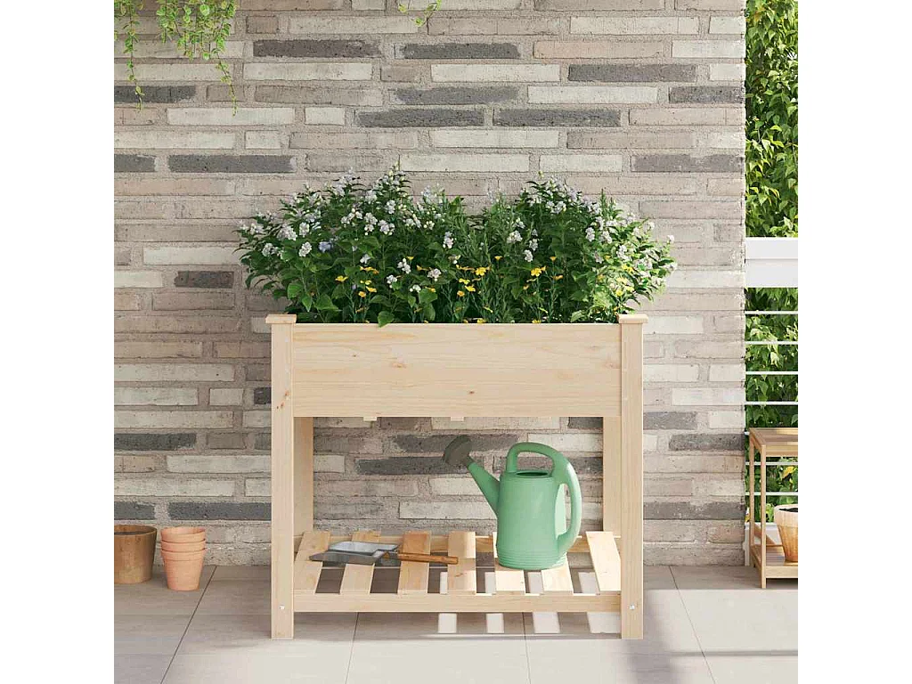 Cache-pot de jardin | Jardinière avec étagère Beige 90 x 90 x 76.5 cm