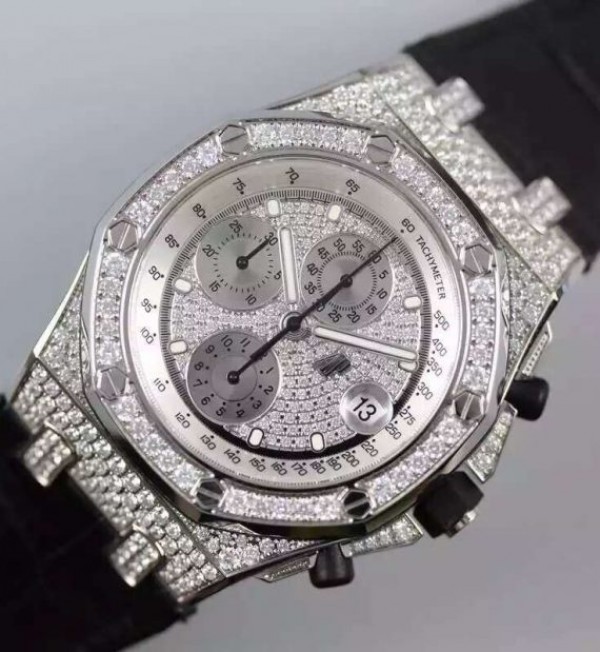 Replica Audemars Piguet JF Royal Oak Offshore SS Full Paved Diamonds A7750 - Top club