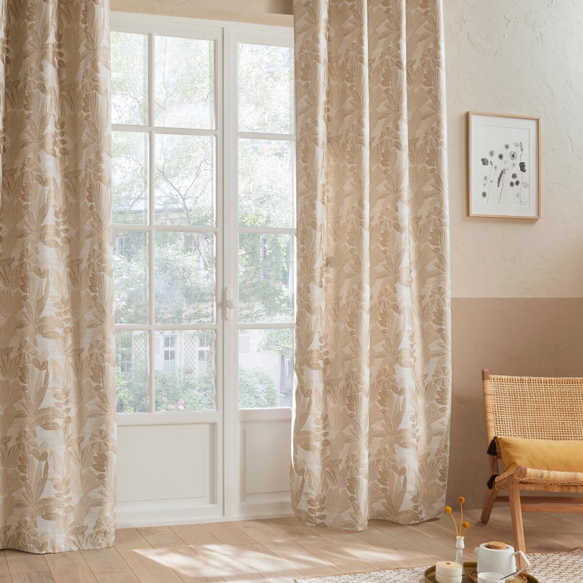 Curtain "Bejuco", jacquard pattern Beige, 140x260 cm
