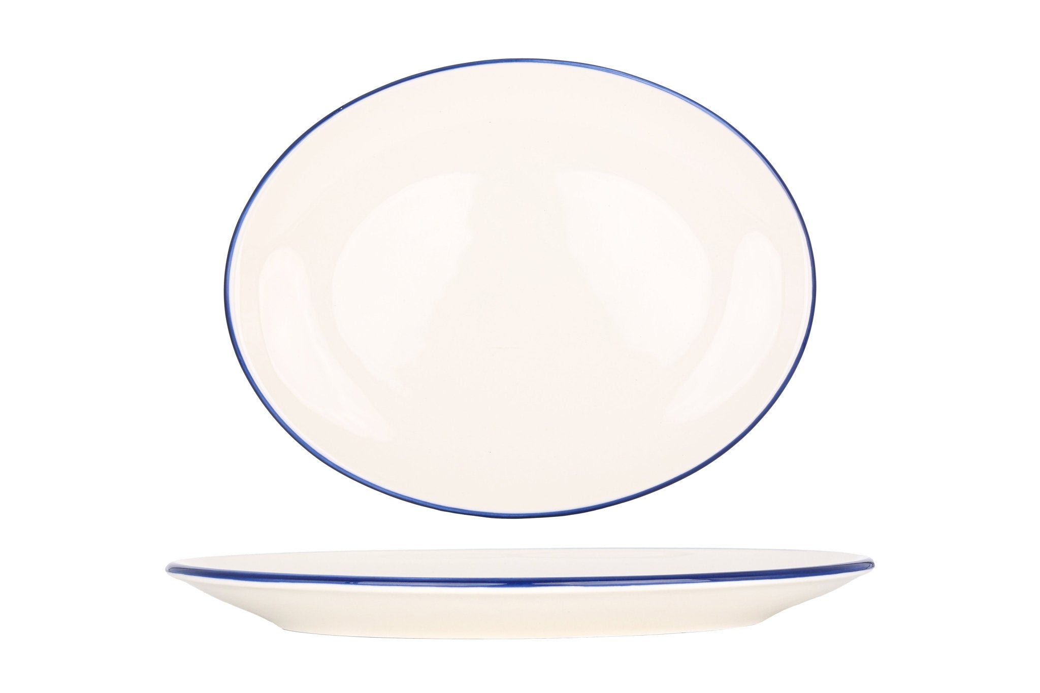 Bonna Serveerschaal - Linea Blue - Porselein - 31x24 cm - set van 2