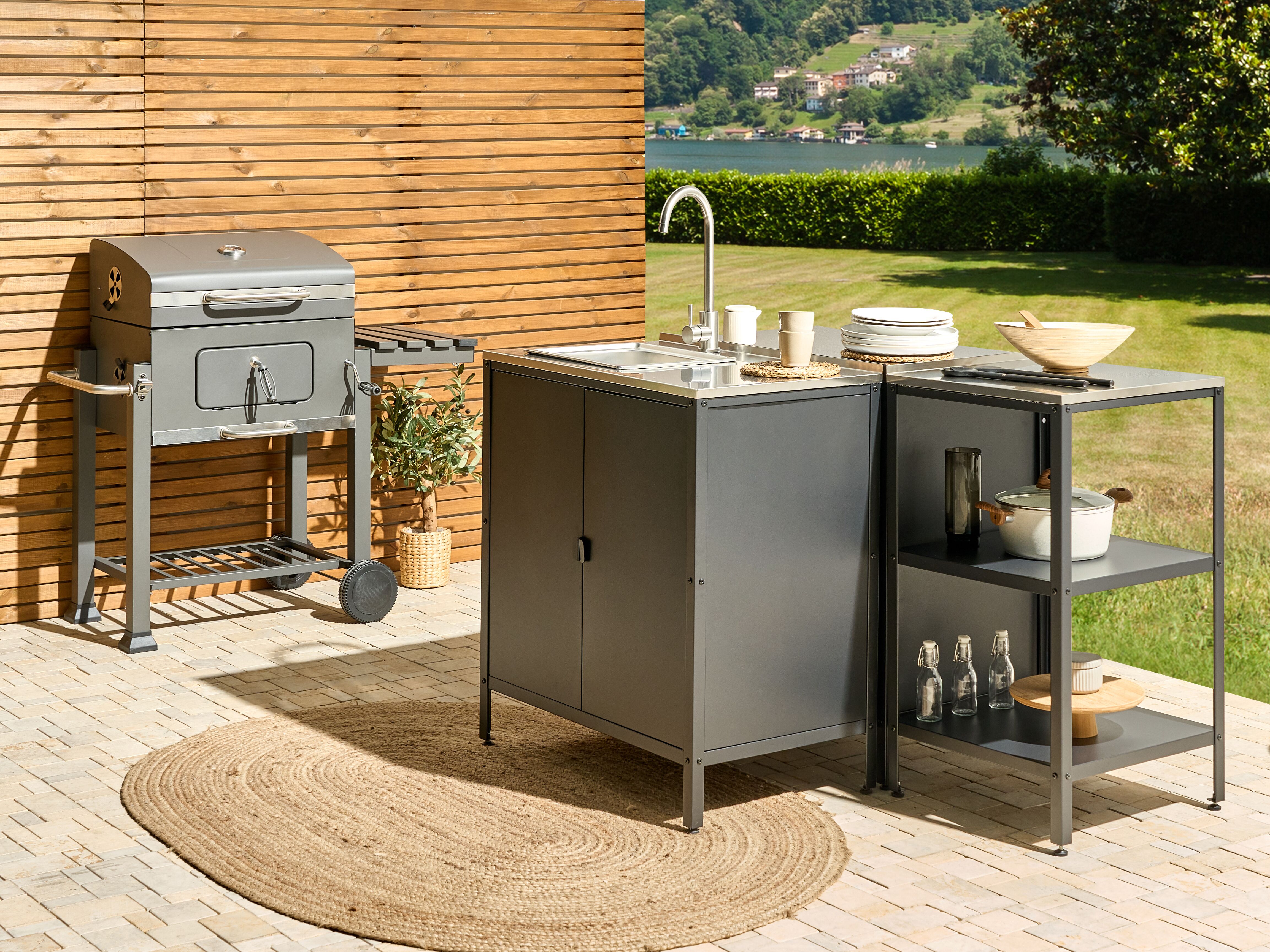 Outdoor Kitchen Island VILAMA Metal Black