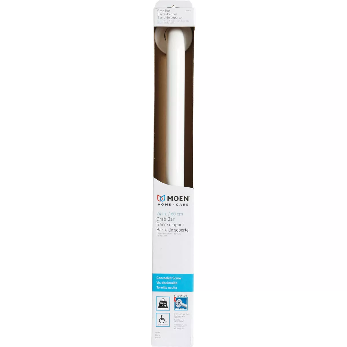 Moen Home Care 24 In. Concealed Screw Grab Bar, Glacier