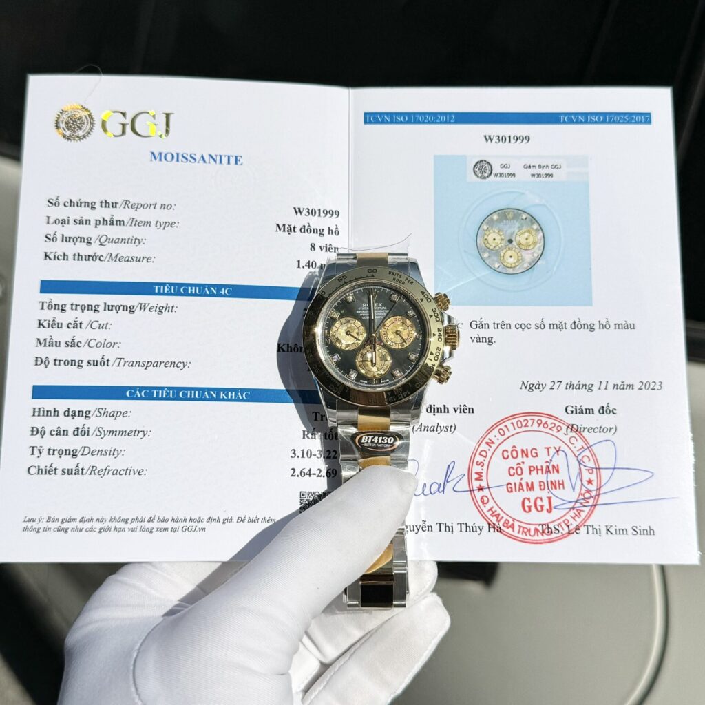 Rolex Cosmograph Daytona Replica Watch Mother Of Pearl   Moissanite Diamonds Dial 40mm - Elite Watch Atelier