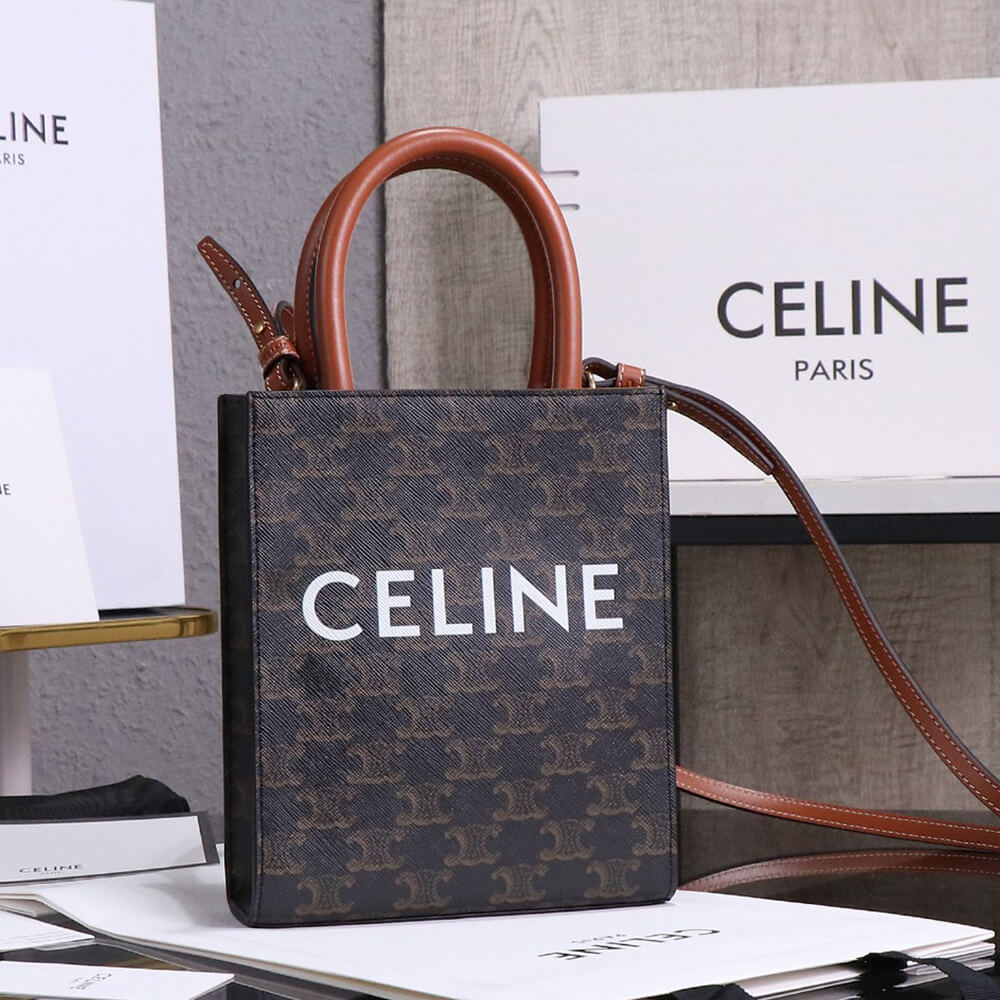 CELINE Mini Vertical Cabas IN Triomphe Canvas with Celine print1:1High-quality replica