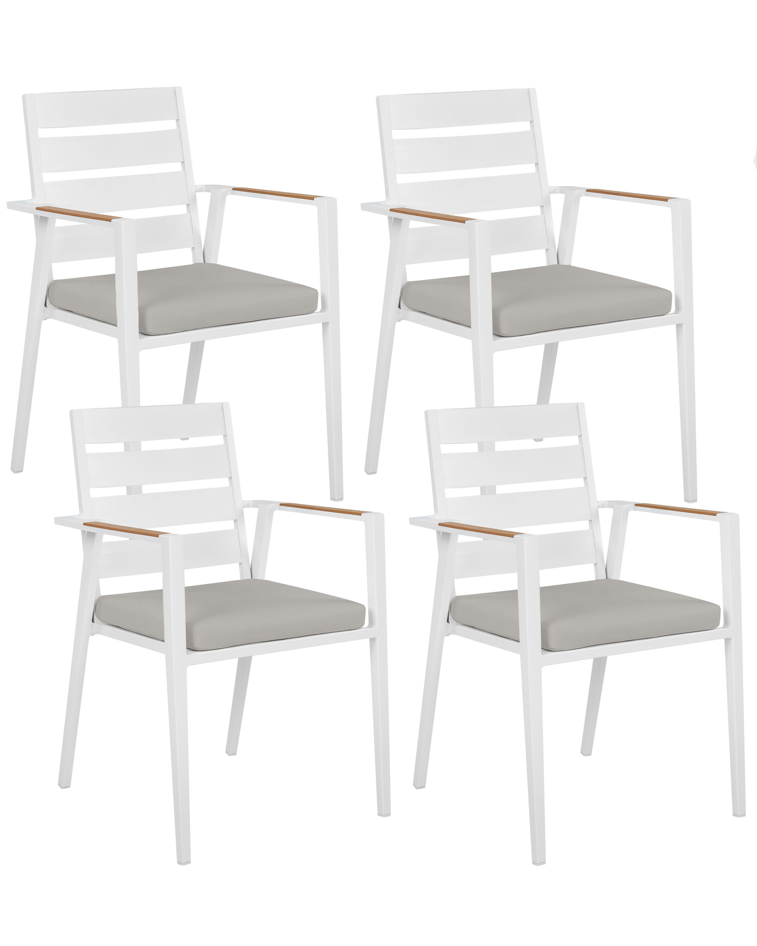 Set of 4 Garden Chairs with Cushions TAVIANO Metal Grey
