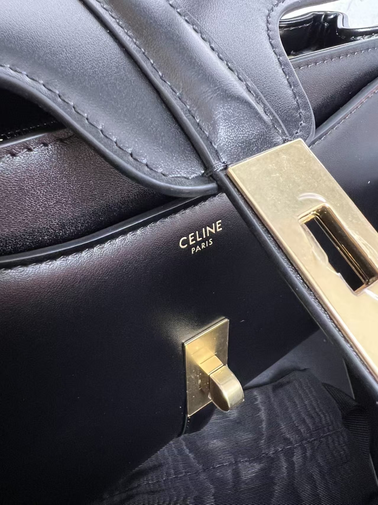Celine Black Mini 16 in Satinated Calfskin Bag1:1High-quality replica