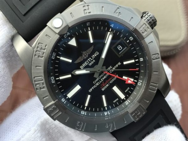 Replica Breitling Avenger GMT PVD GF Black Dial Black Rubber Strap A2836 - Top club