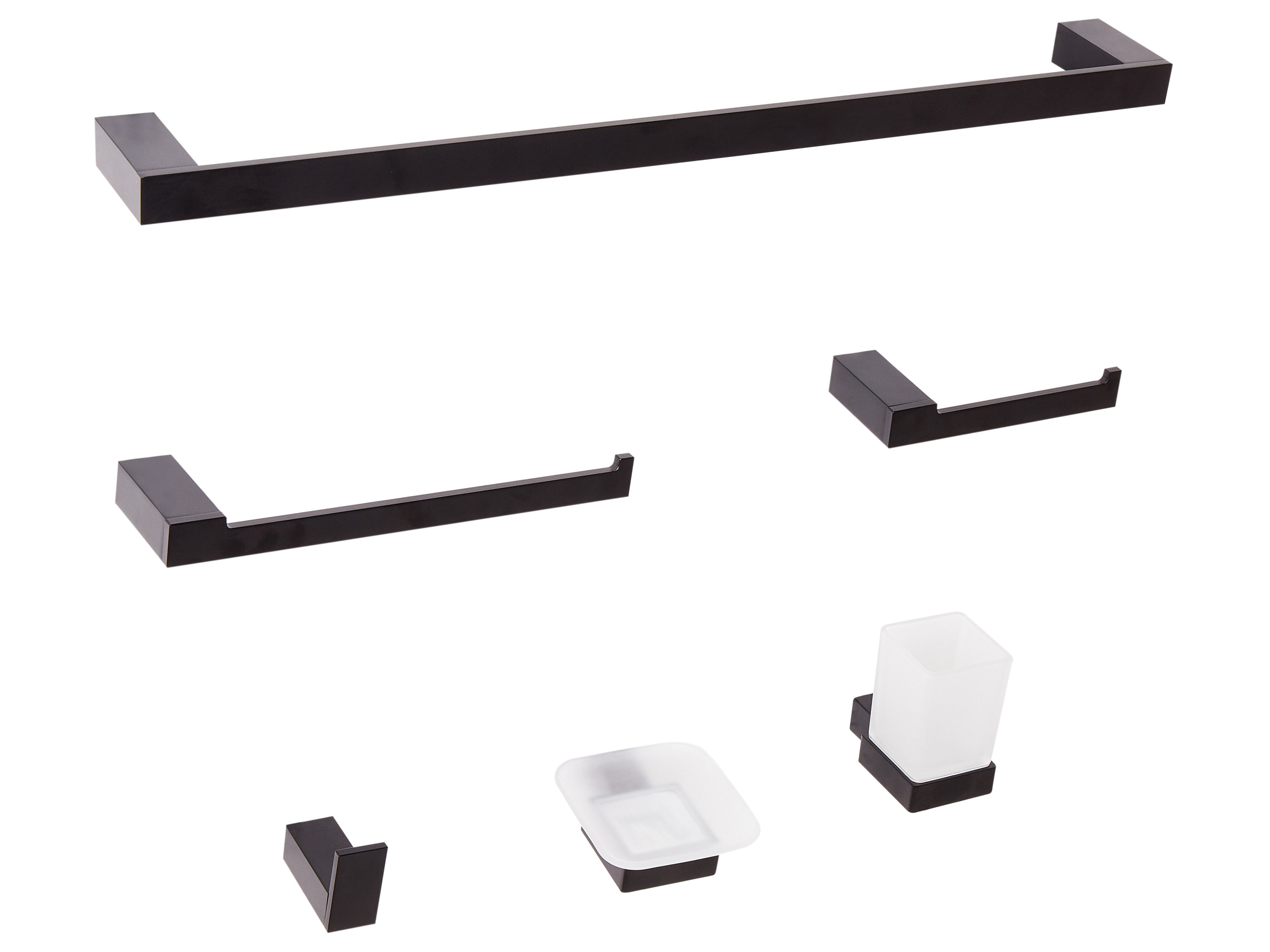 6-Piece Bathroom Hardware Set TUMACO with Towel Bars and Hooks Black