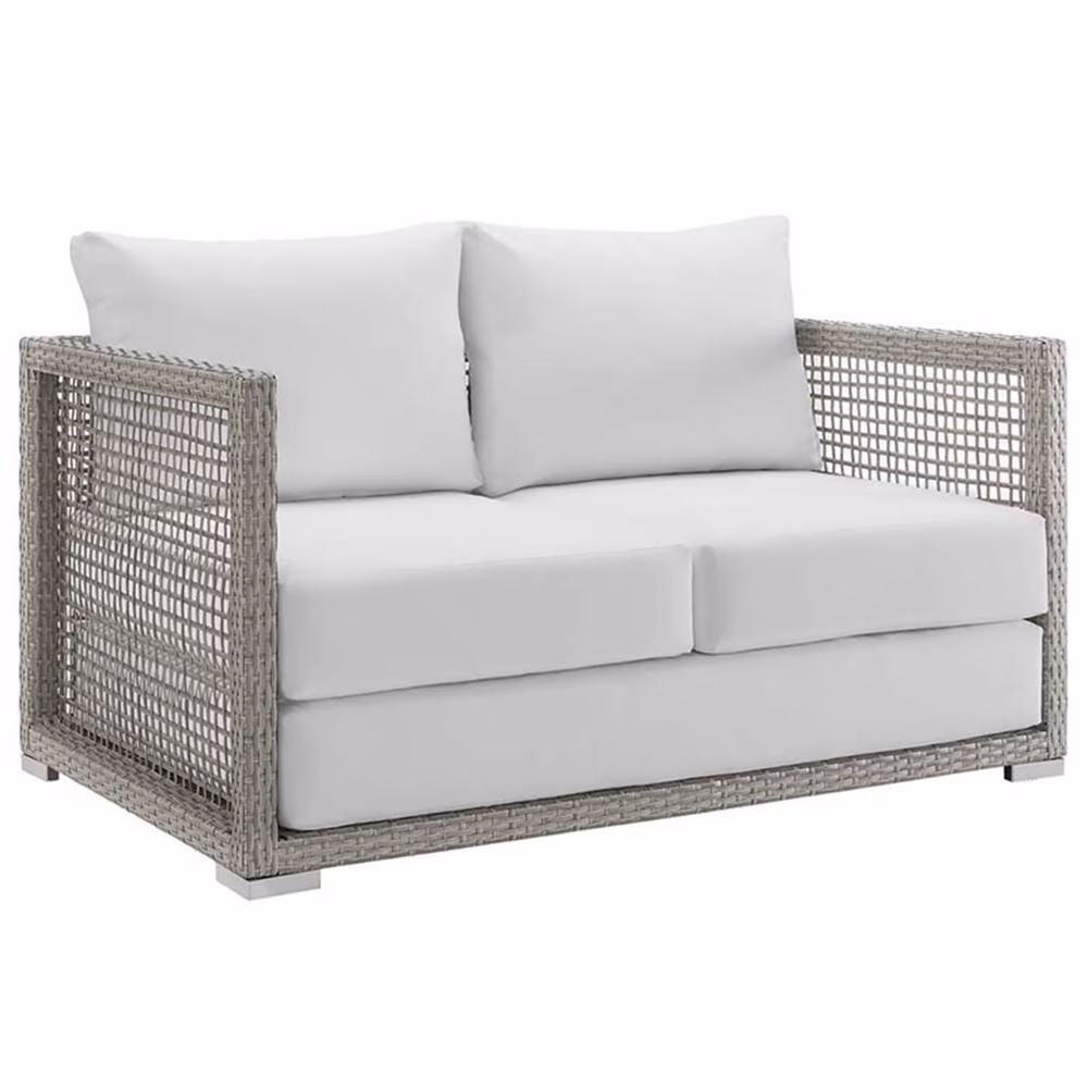 Afuera Living Wicker Patio Loveseat in Gray - Image 5