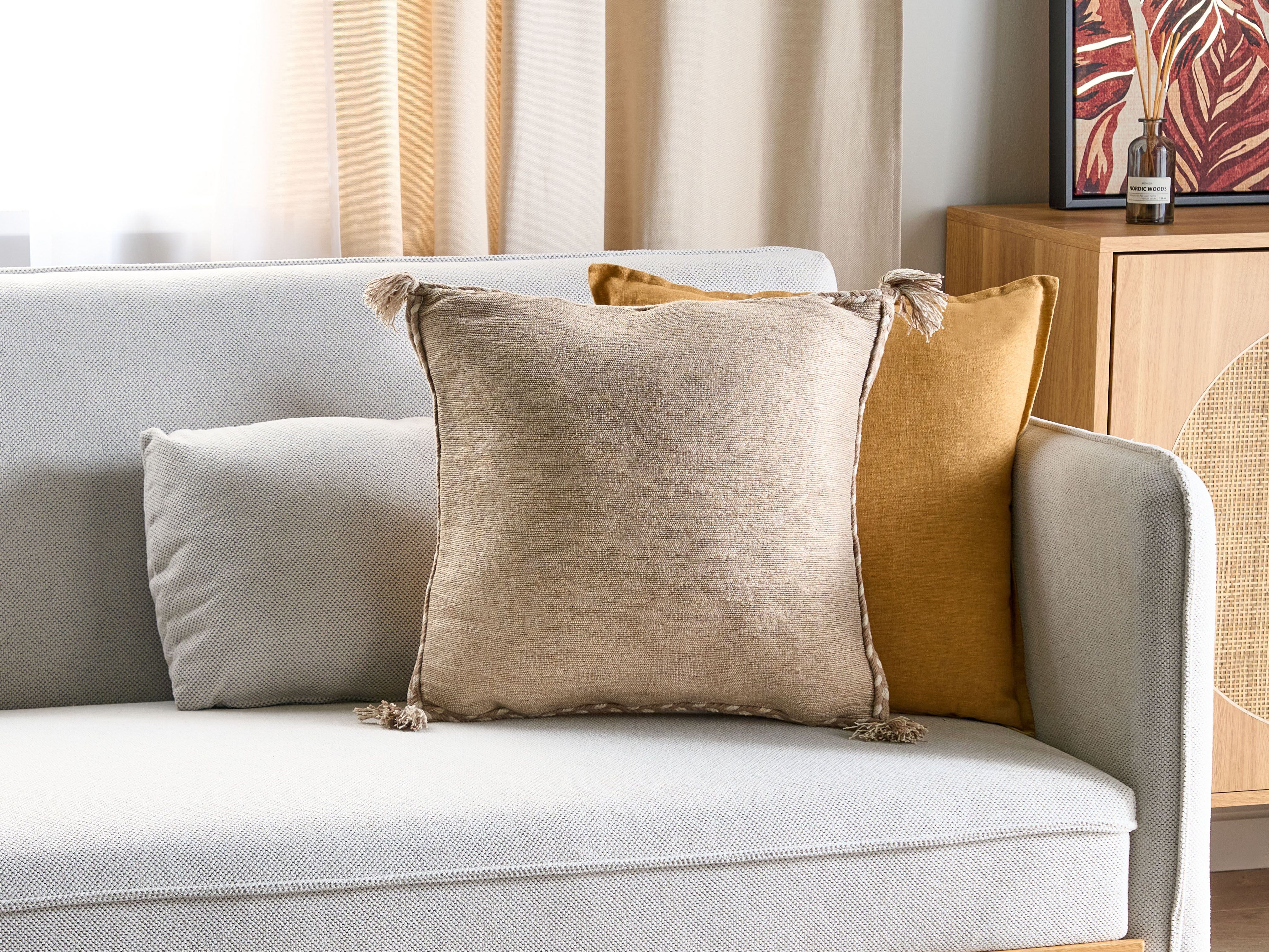 Throw Cushion ERIGERON Jute 45 x 45 cm Beige Solid