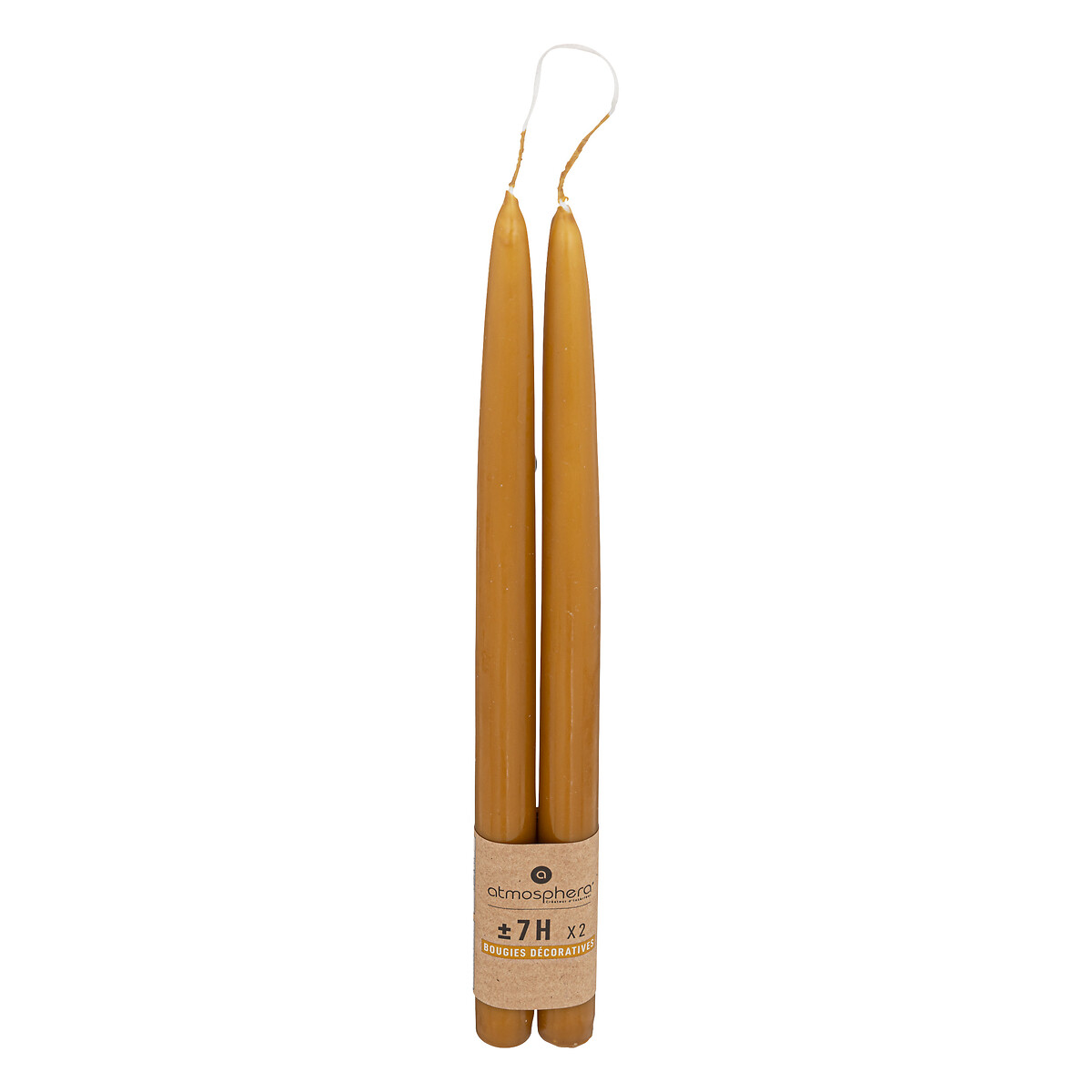 Set of 2 stick candles "Hugo" Mustard yellow, 70g