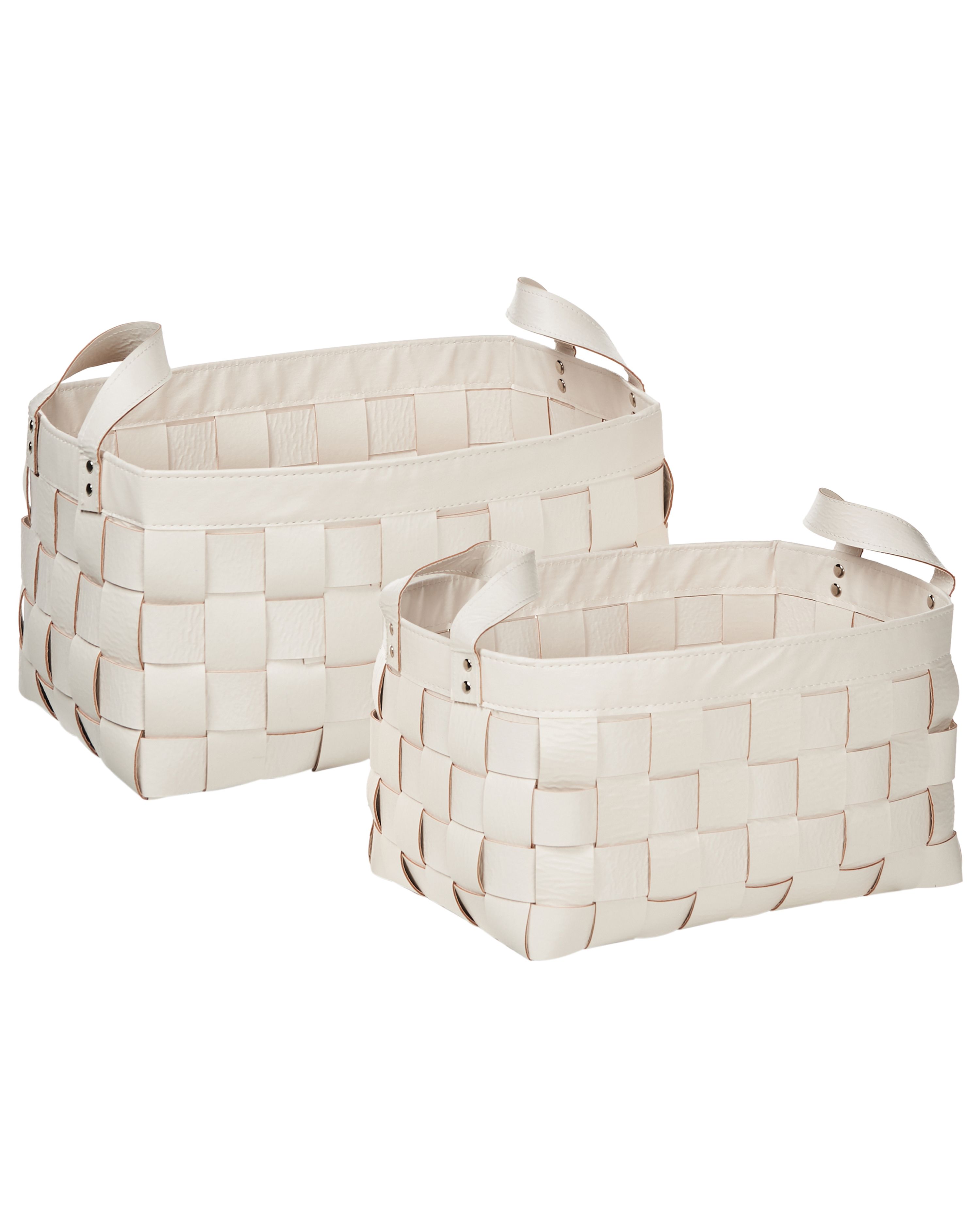 Set of 2 Baskets SIPPAR Faux Leather Beige