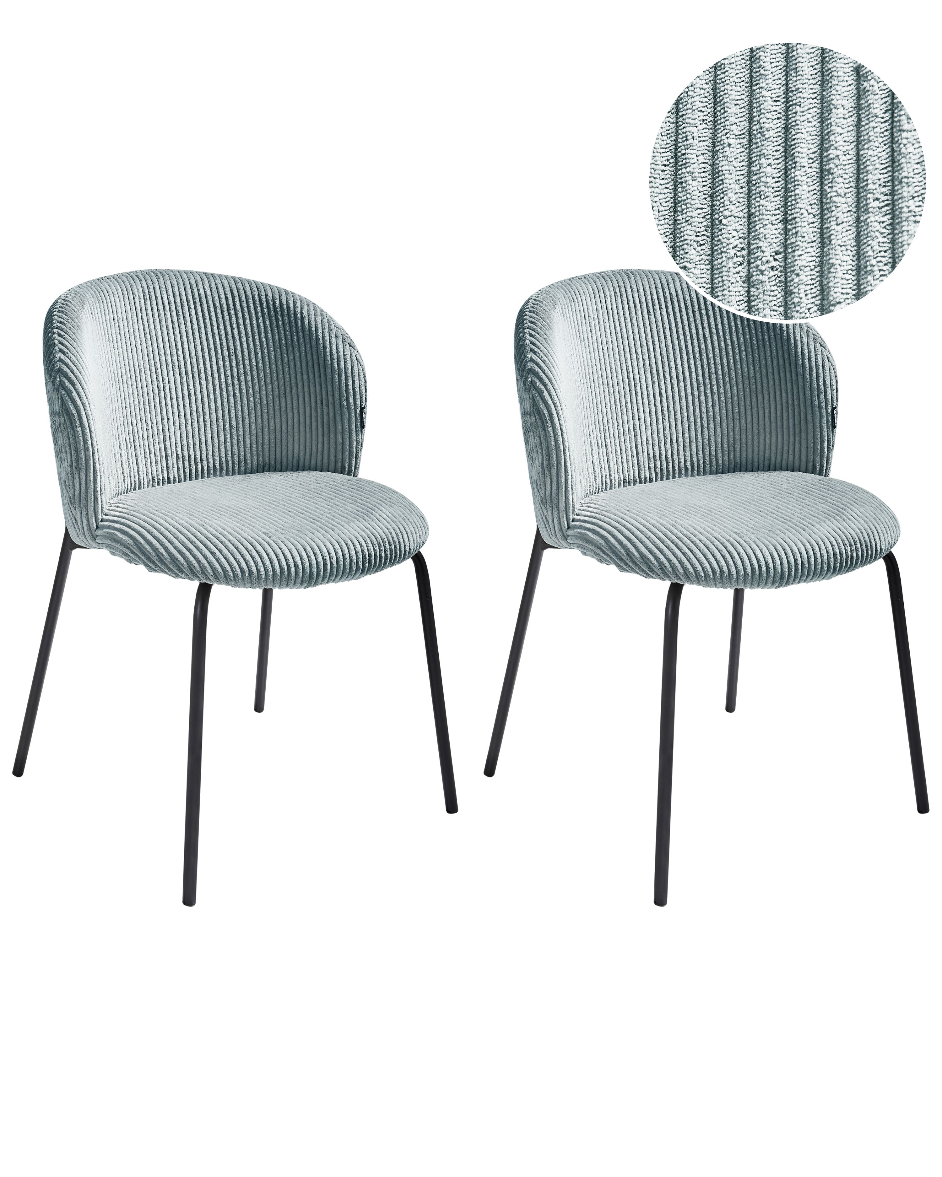 Set of 2 Dining Chairs MILES Corduroy Light Blue