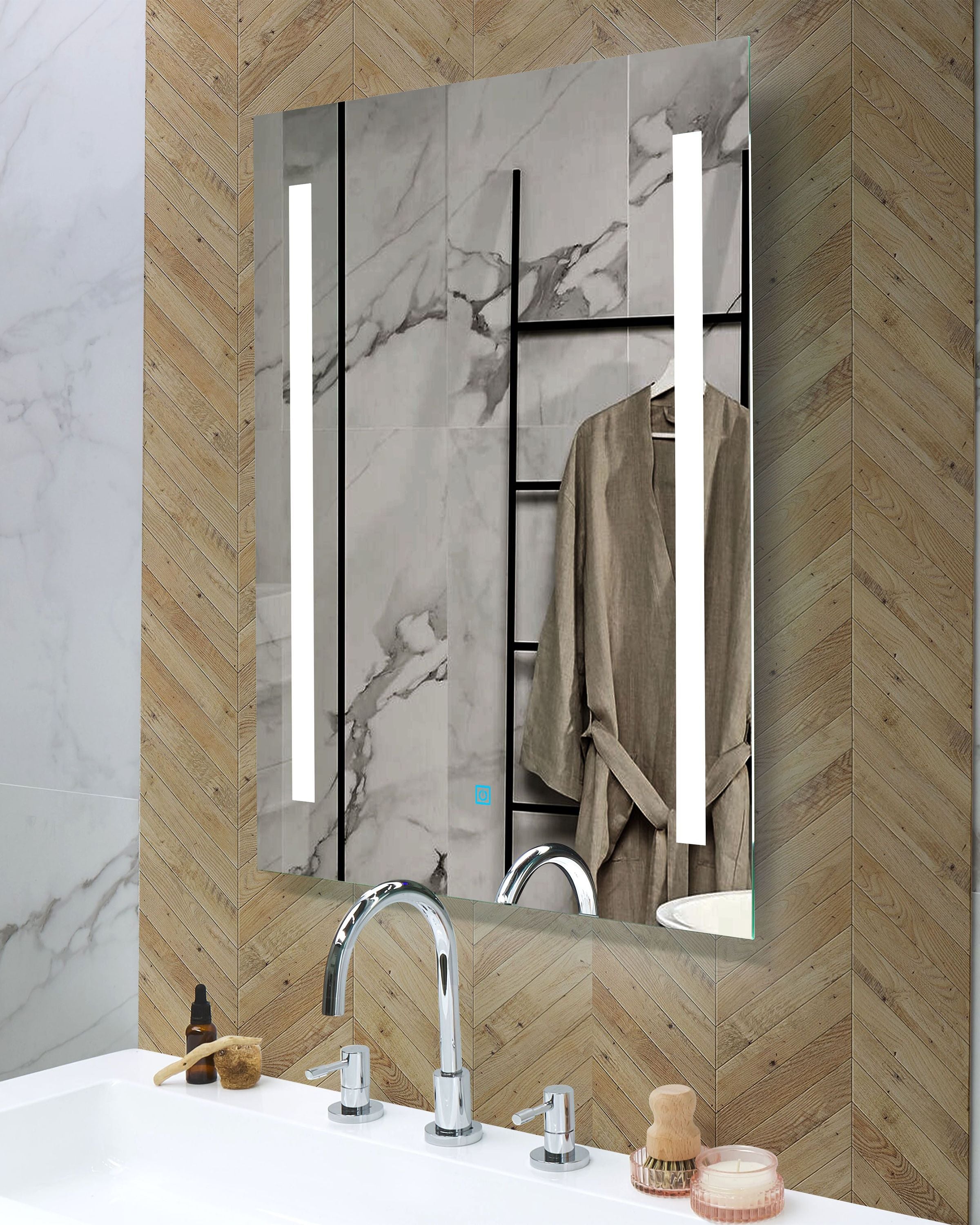LED Bathroom Mirror MARTINET 70 cm 90 cm Silver