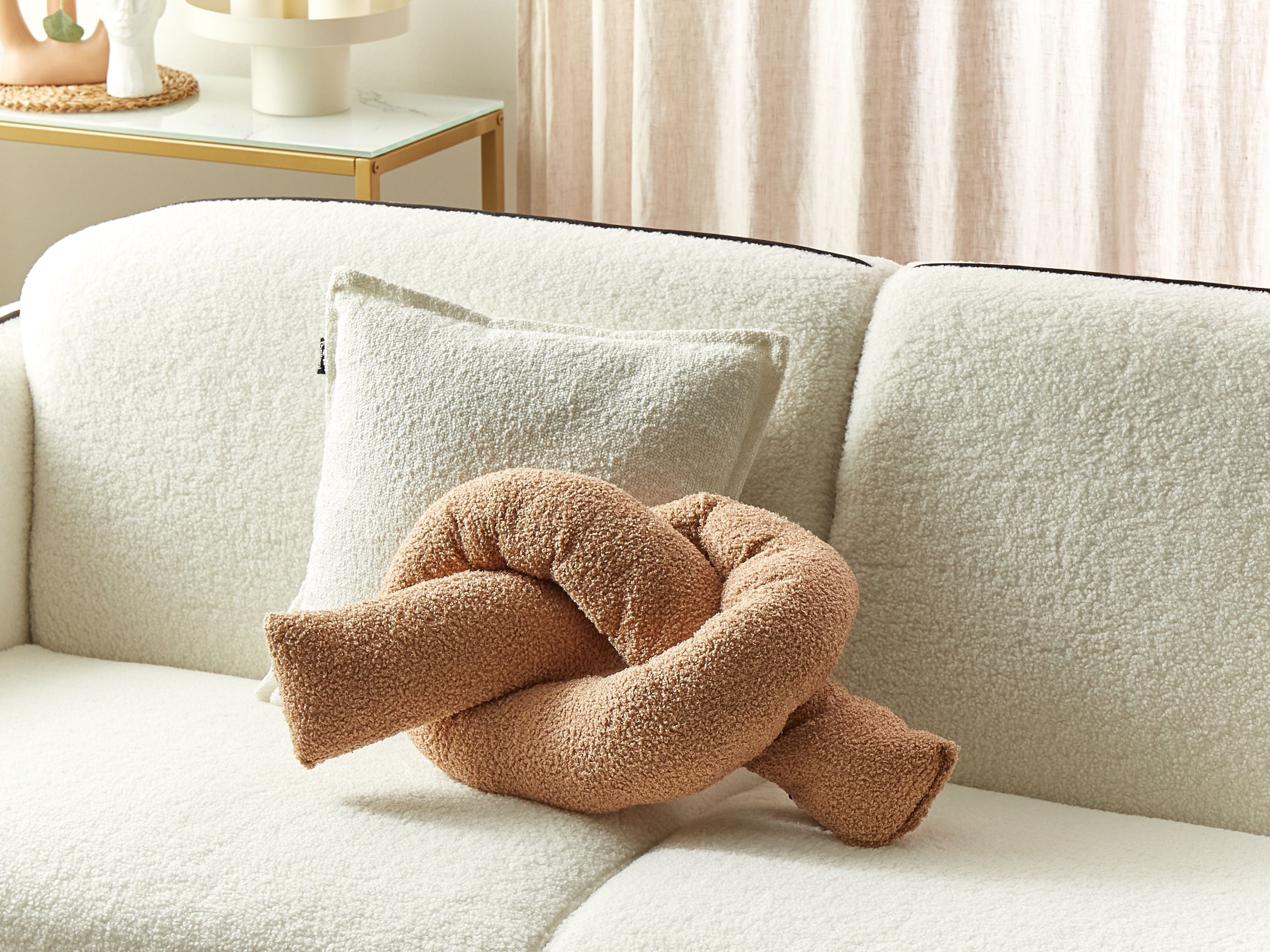 Throw Cushion GLADIOLUS Boucle 172 x 14 cm Light Brown Solid