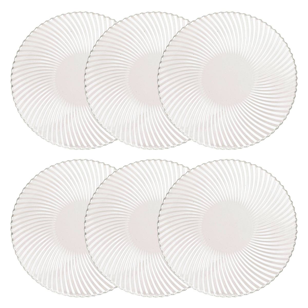 Set of 6 dessert plates "Odyssey" Glass, D.20.5 cm, Transparent