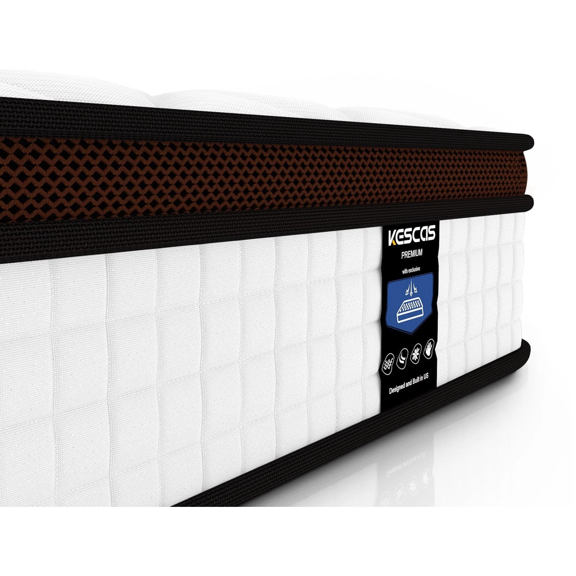 Full Size Mattress, Kescas 10 Inch Hybrid Mattress Full with Fiberglass Free, Memory Foam, Breathable Euro Pillow Top Mattress for Cooler Sleep Supportive & Pressure Relief, Medium Firm - Image 5