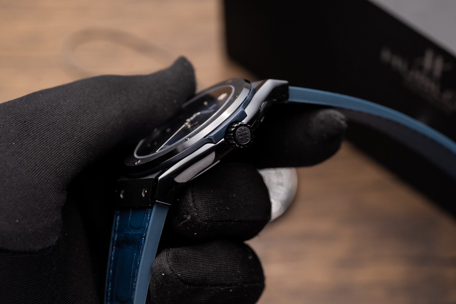 Hublot Classic Fusion Ceramic Blue Dial Replica Watch Leather Strap GS Factory 42mm - Top club