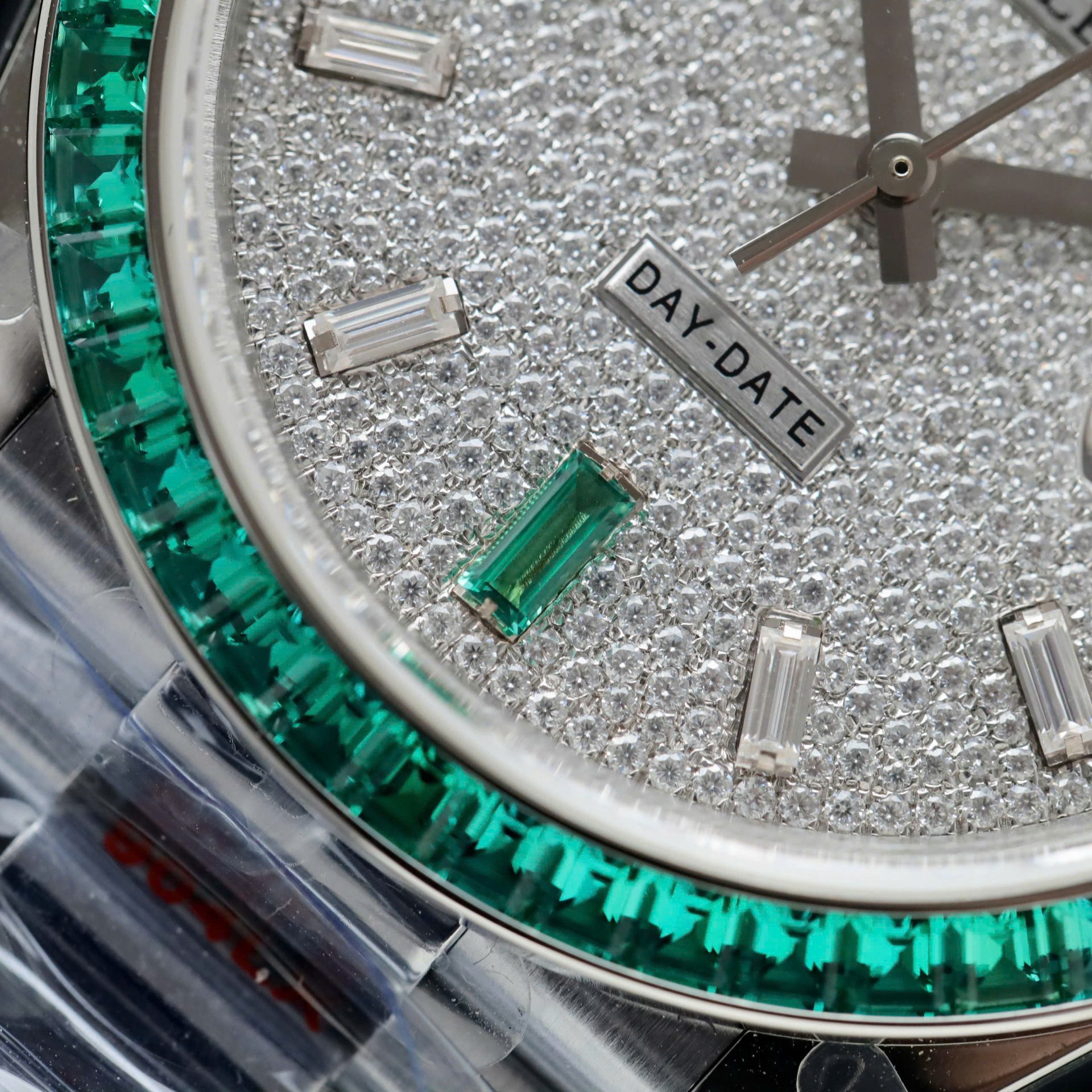 Rolex Day-Date Men Replica Watch Diamonds Moissanite + Sapphire Baguette Custom 40mm - Top club