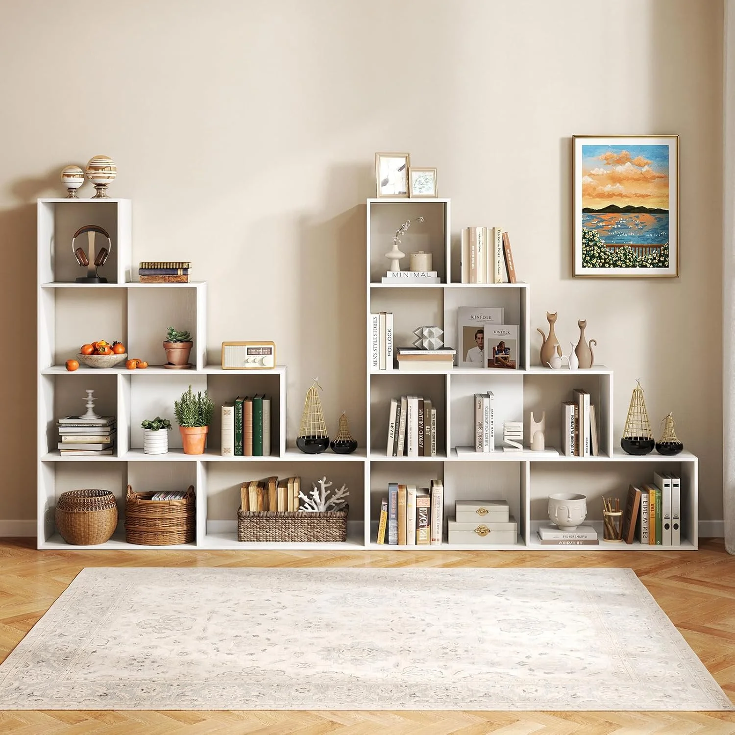 JTYUB 4-Tier Stepped Bookshelf, Freestanding 6 Cubes Ladder Bookcase with Anti-Tipping Kits, 64" Tall Modern Wooden Storage Display Rack for Home Office Living Room Study ,1 PCS,Natural - Image 15