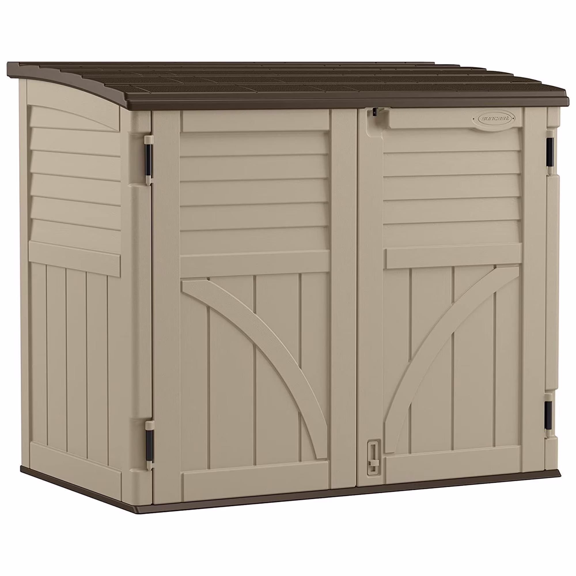 Suncast 34 cu. ft. All-Weather Resin Horizontal Outdoor Storage Shed, Taupe