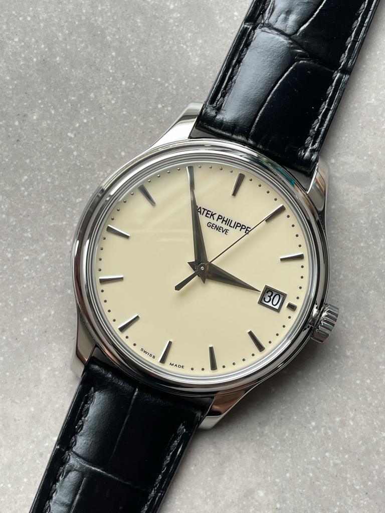 Replica PATEK PHILIPPE Calatrava ZF 5298p Date off White Dial SS bezel ZF factory - Elite Watch Atelier