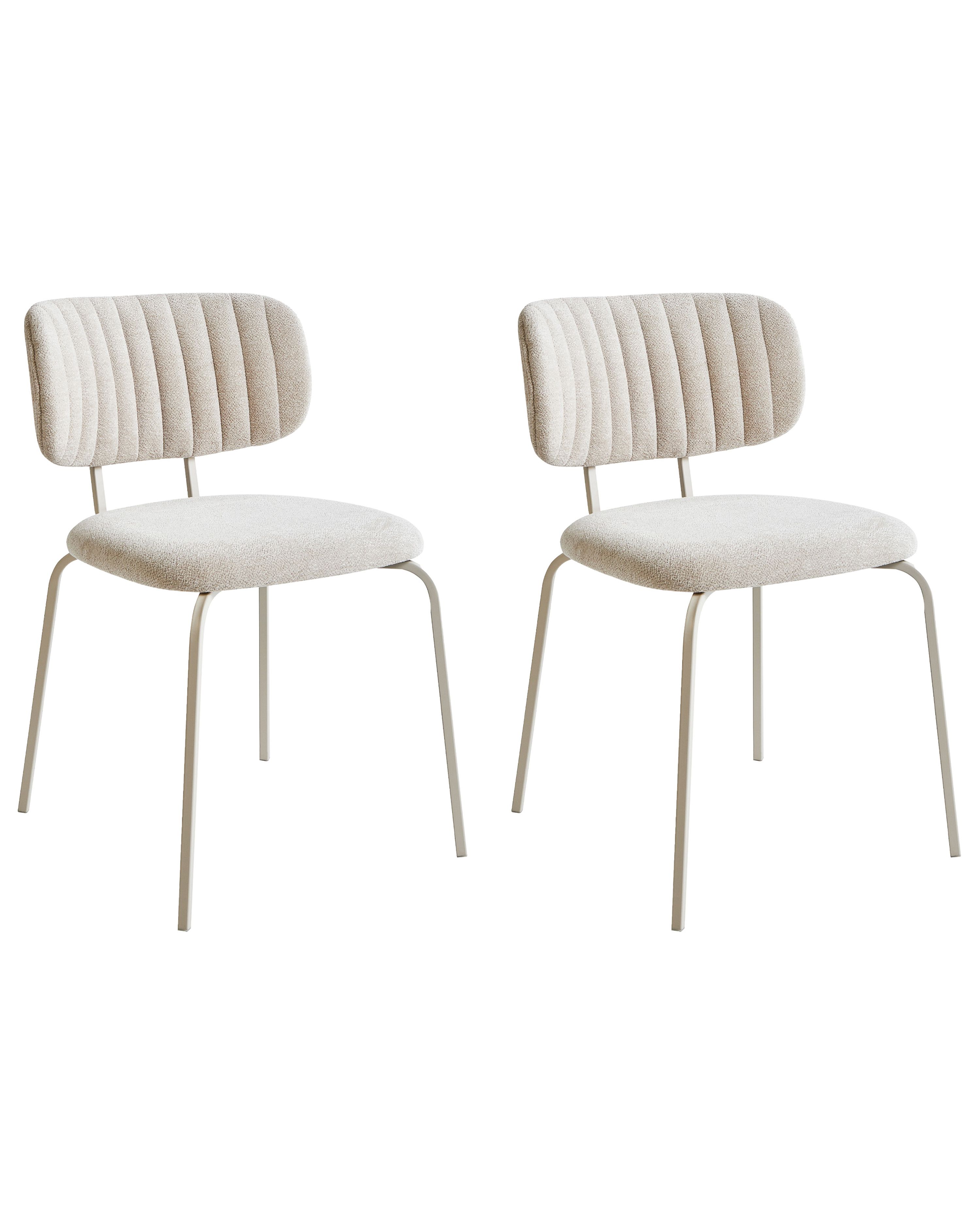 Set of 2 Dining Chairs IRINS Chenille Light Beige