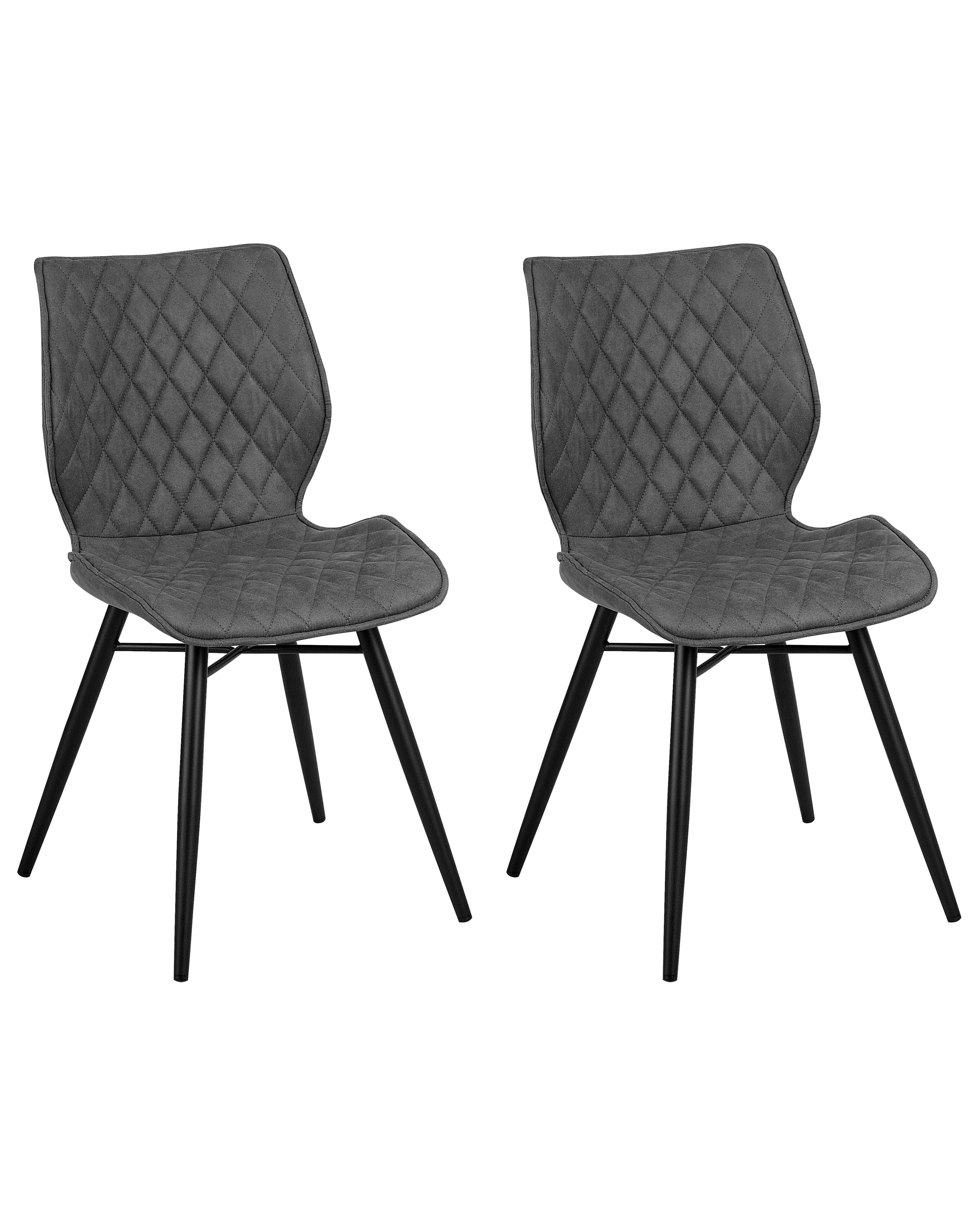 Set of 2 Dining Chairs LISLE Fabric Grey