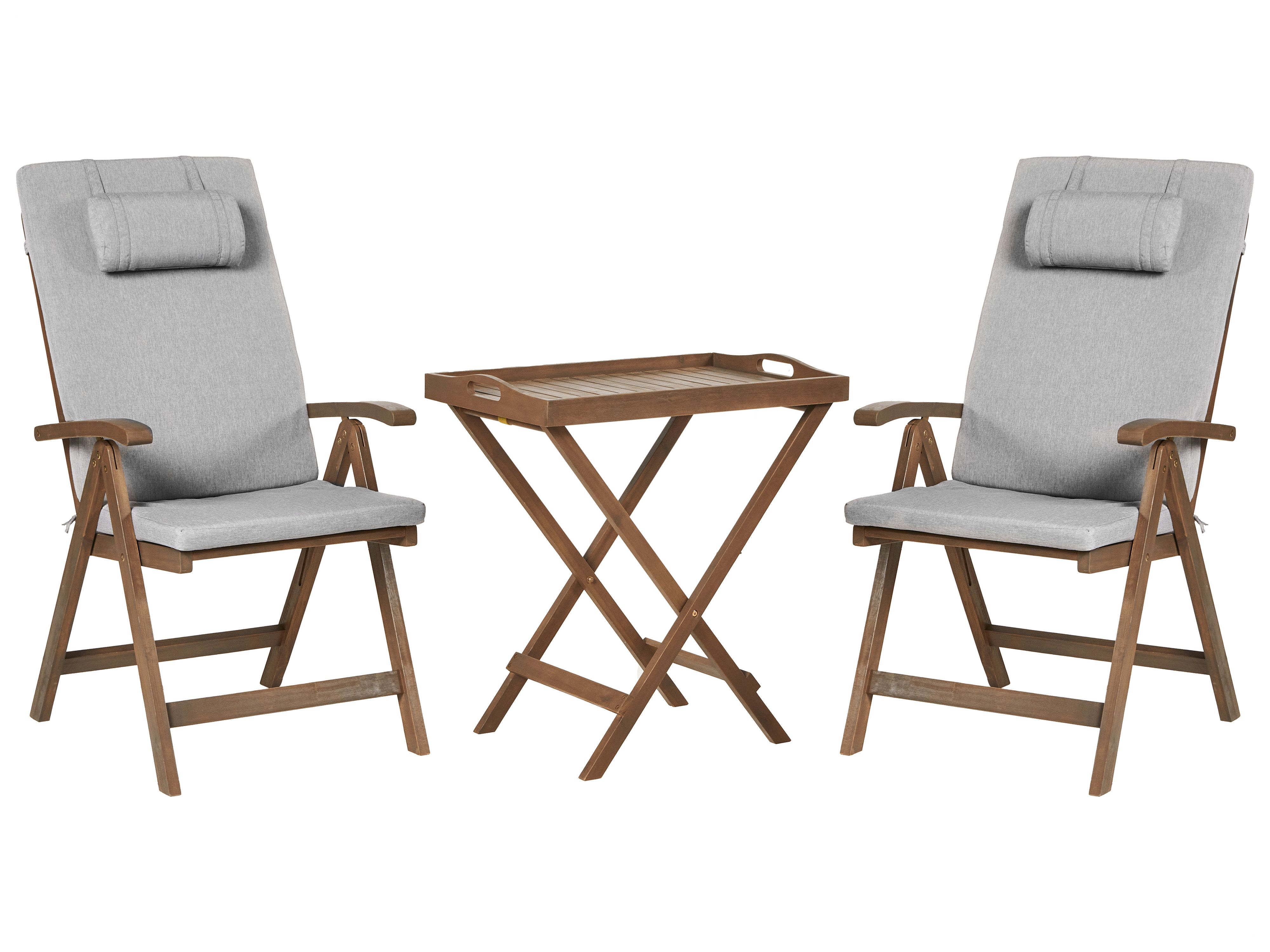 Bistro Set AMANTEA PREMIUM Acacia Wood Grey Melange