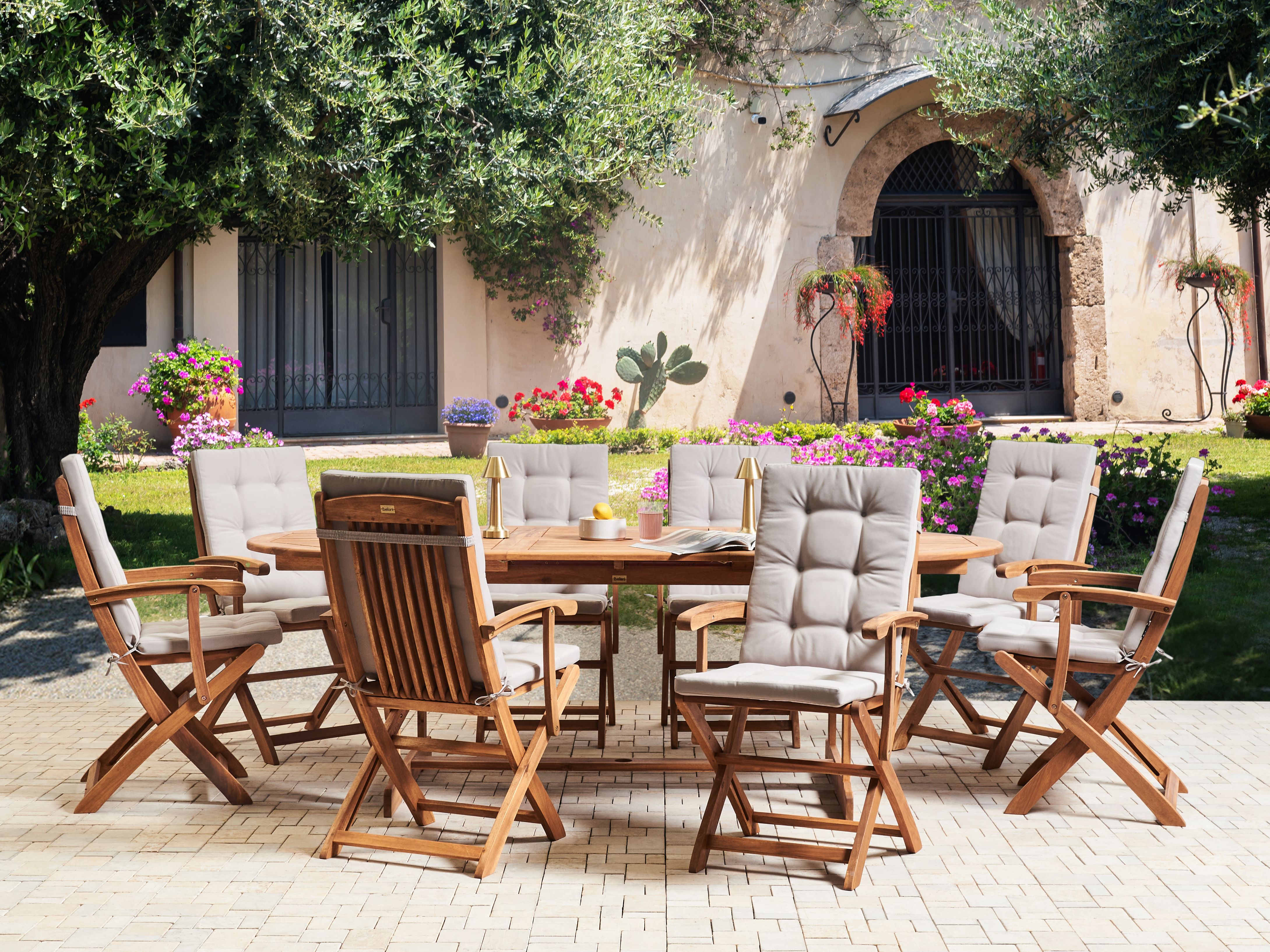 Garden Dining Set 8 Seater MAUI PREMIUM Acacia Wood Taupe
