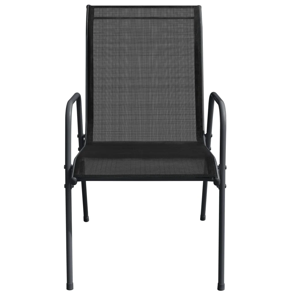 vidaXL Steel Outdoor Waterproof Patio Chairs, Black (Set of 2)