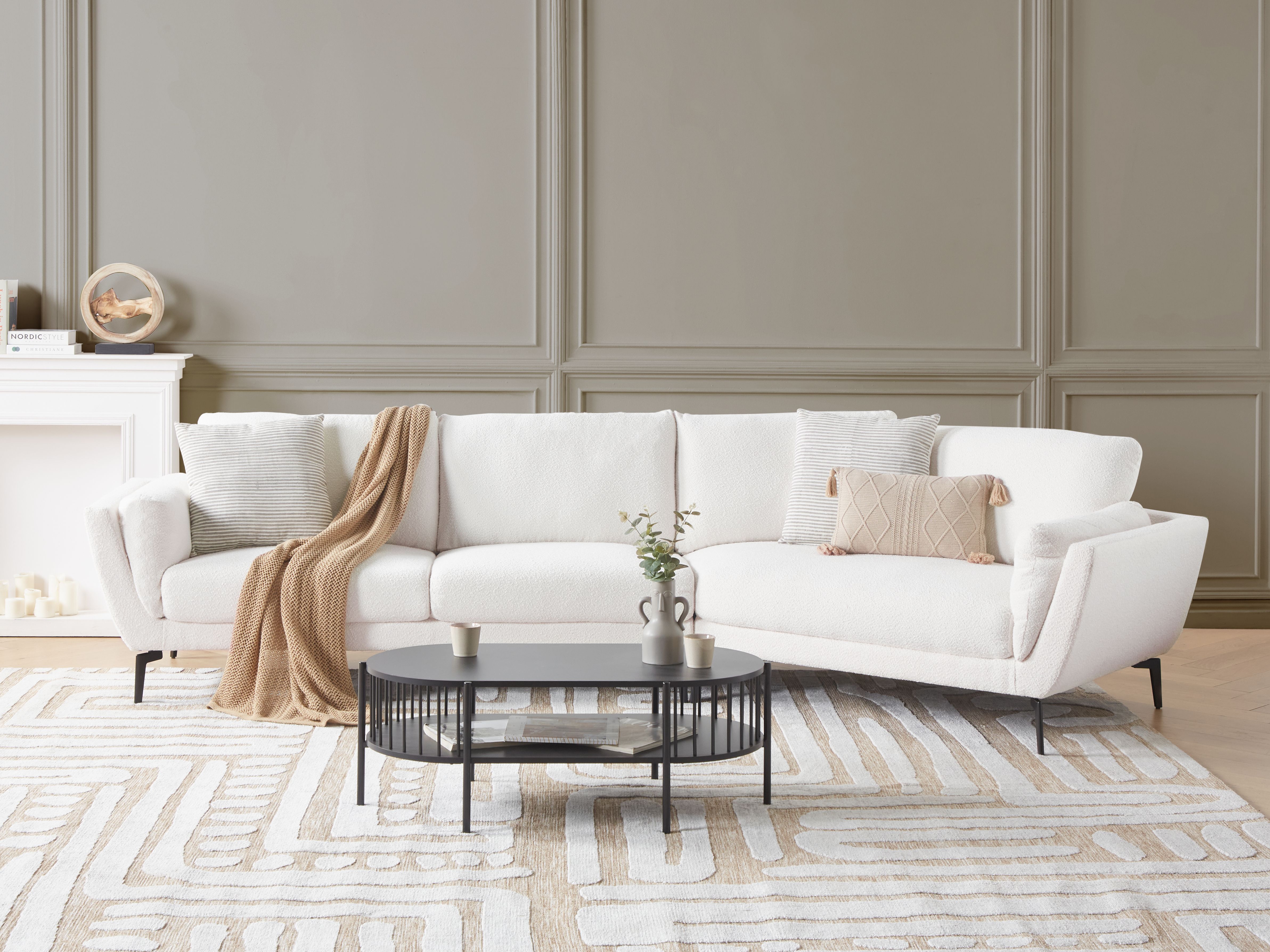 Sofa 3 Seater KANSSELI Boucle White