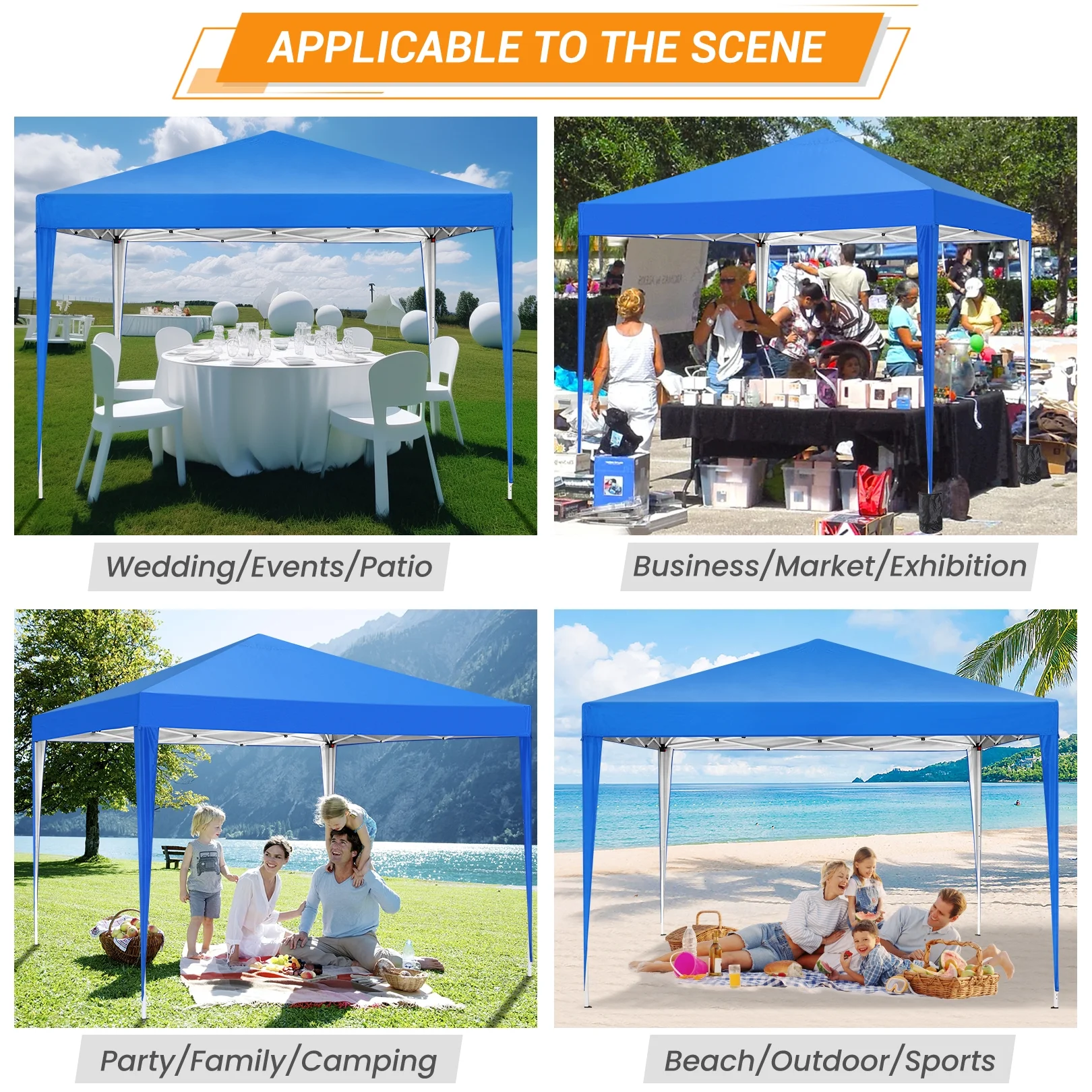 SANOPY 10'x10' EZ Pop Up Canopy Tent Outdoor Party Instant Shelter Portable Folding Beach Canopy with 4 Sandbag & Carrying Bag, Black - Image 69