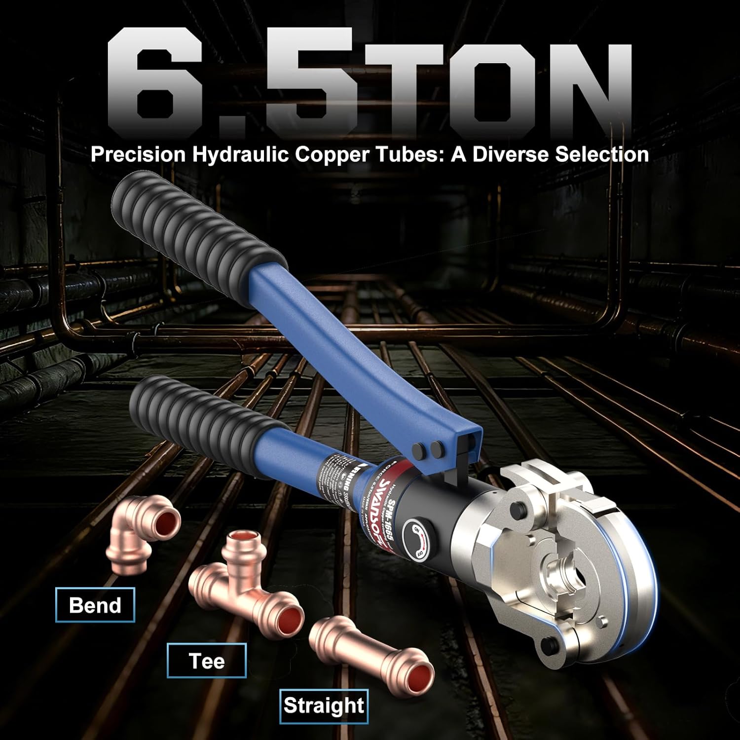 SWANSOFT Hydraulic Copper Pipe Crimping Tool with Interchangeable 1/2