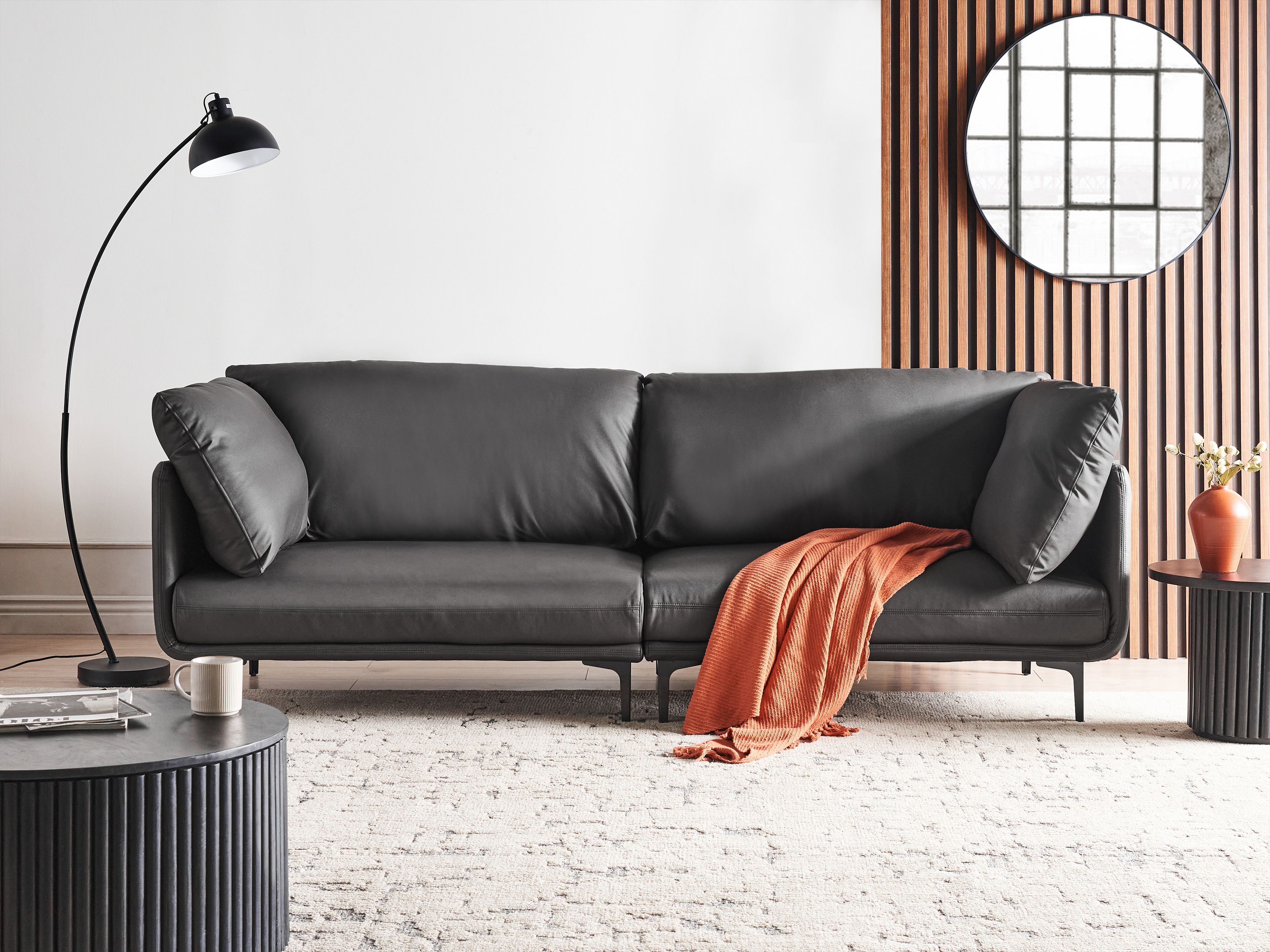 Sofa 3 Seater REVSNES Faux Leather Black