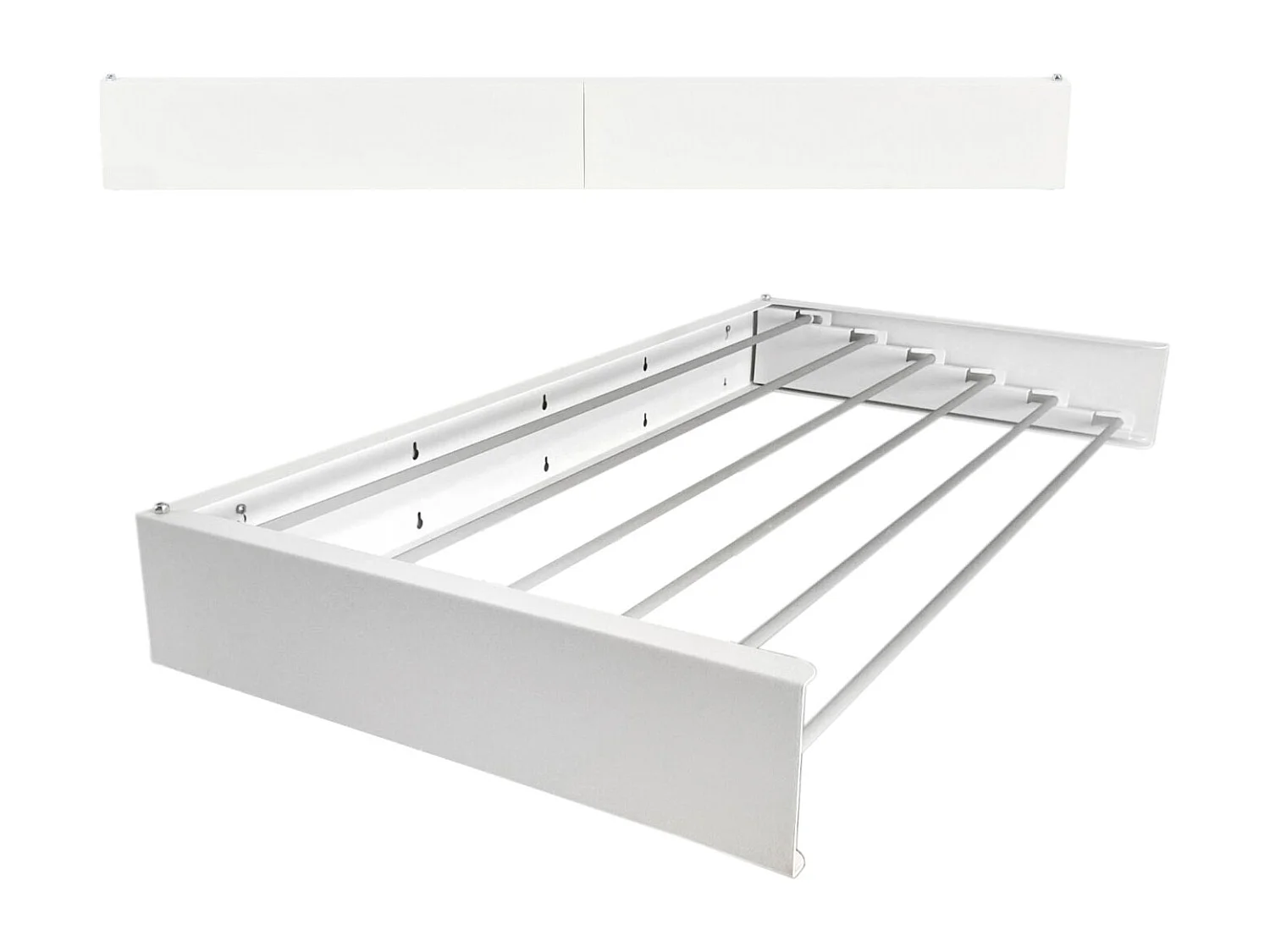 Étendoir mural rétractable en aluminium résistant – blanc – 71x35x13 cm Hide 70