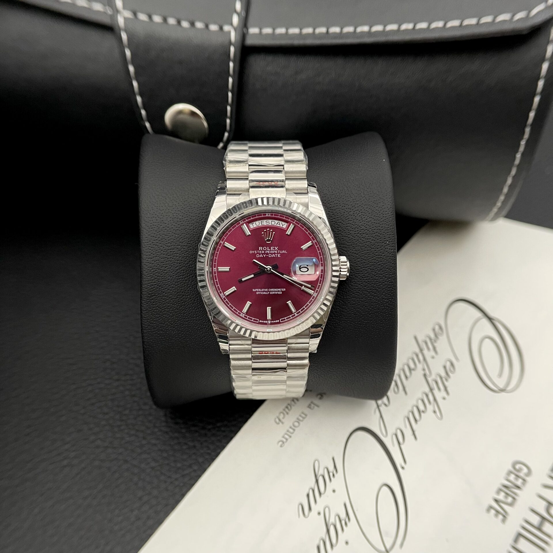 Rolex Day-Date Best Replica Watch Strawberry Dial EW Factory 40mm - Elite Watch Atelier