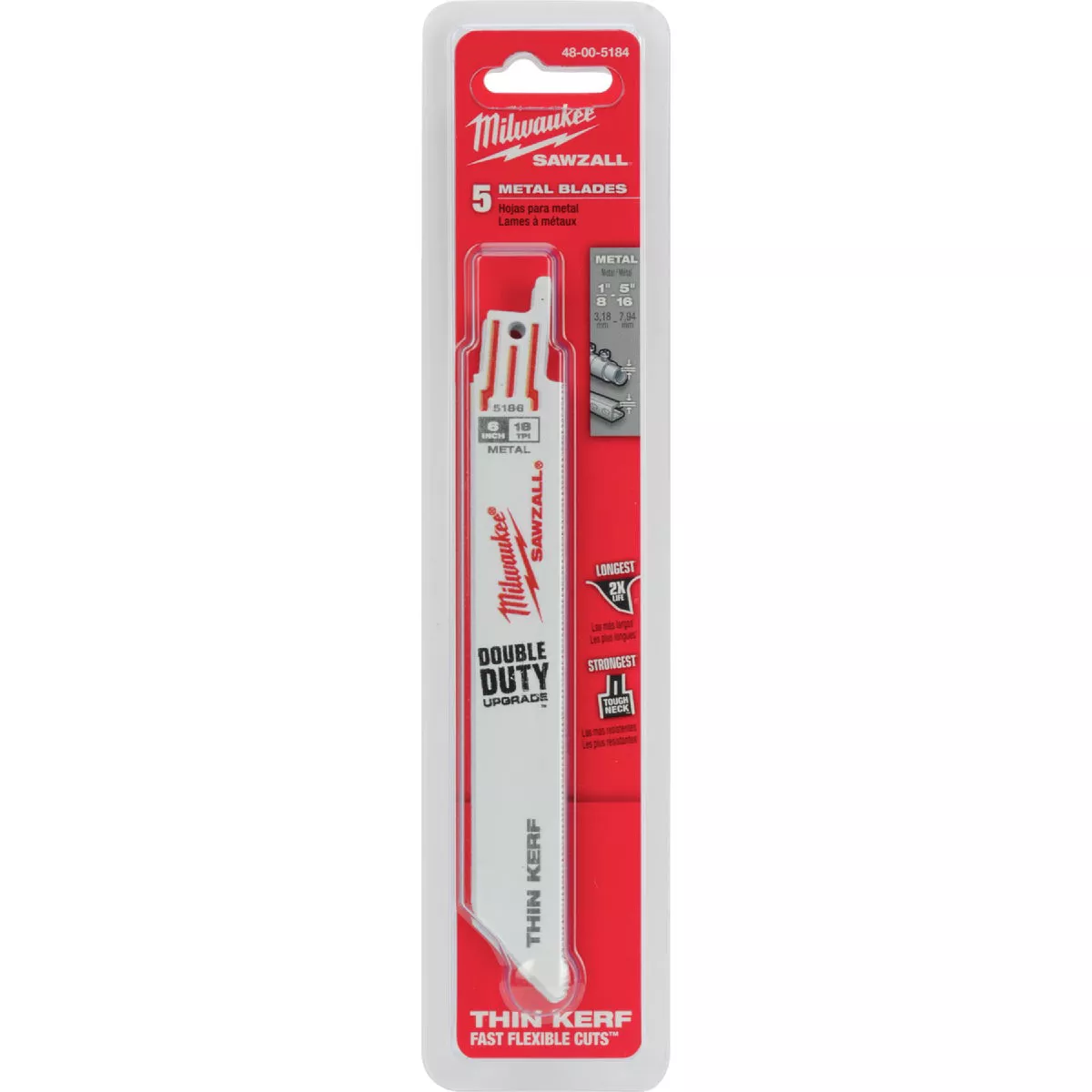 Milwaukee SAWZALL 6 In. 18 TPI Metal Reciprocating Saw Blade (5-Pack)