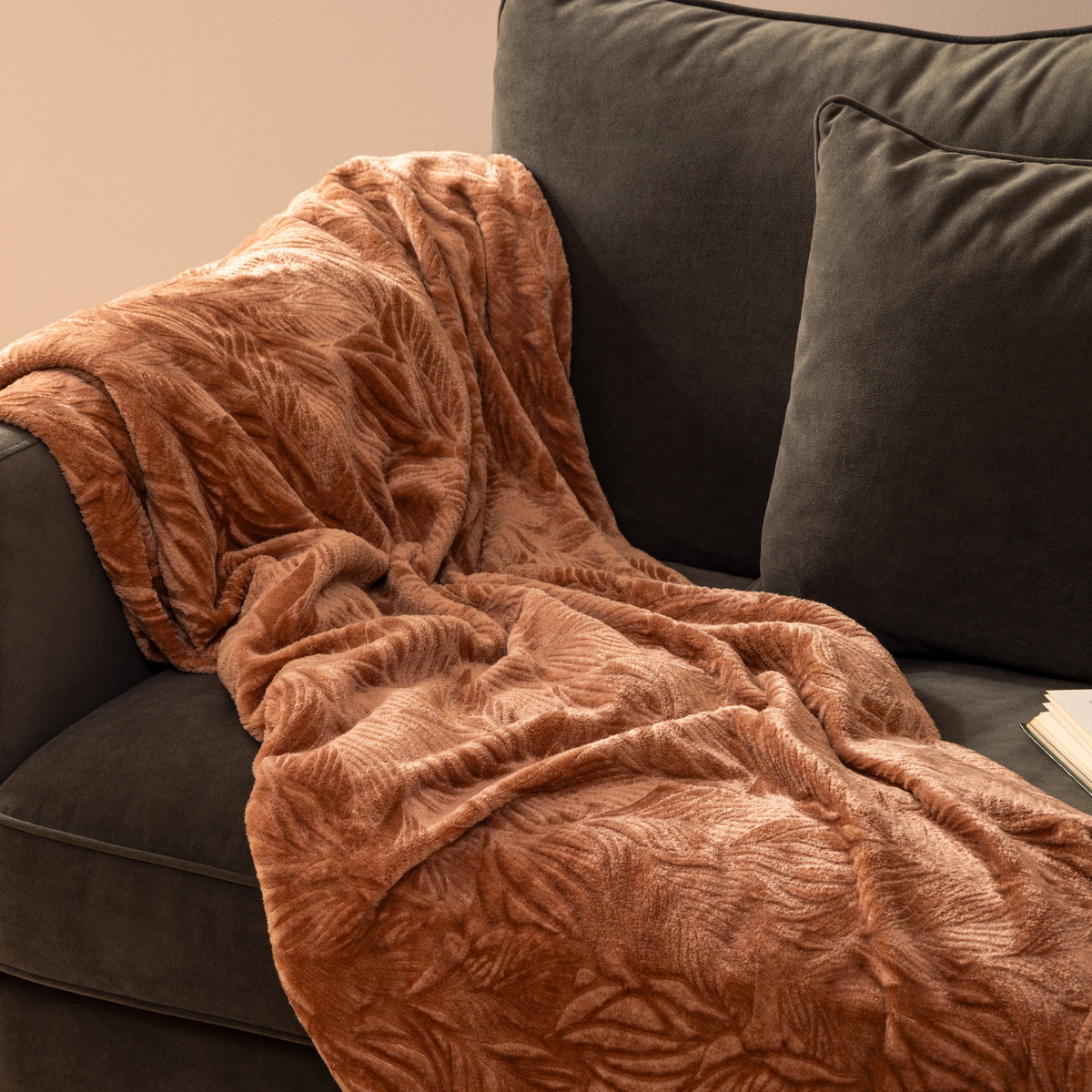 Flannel throw "Roy" Terracotta, 125x150 cm