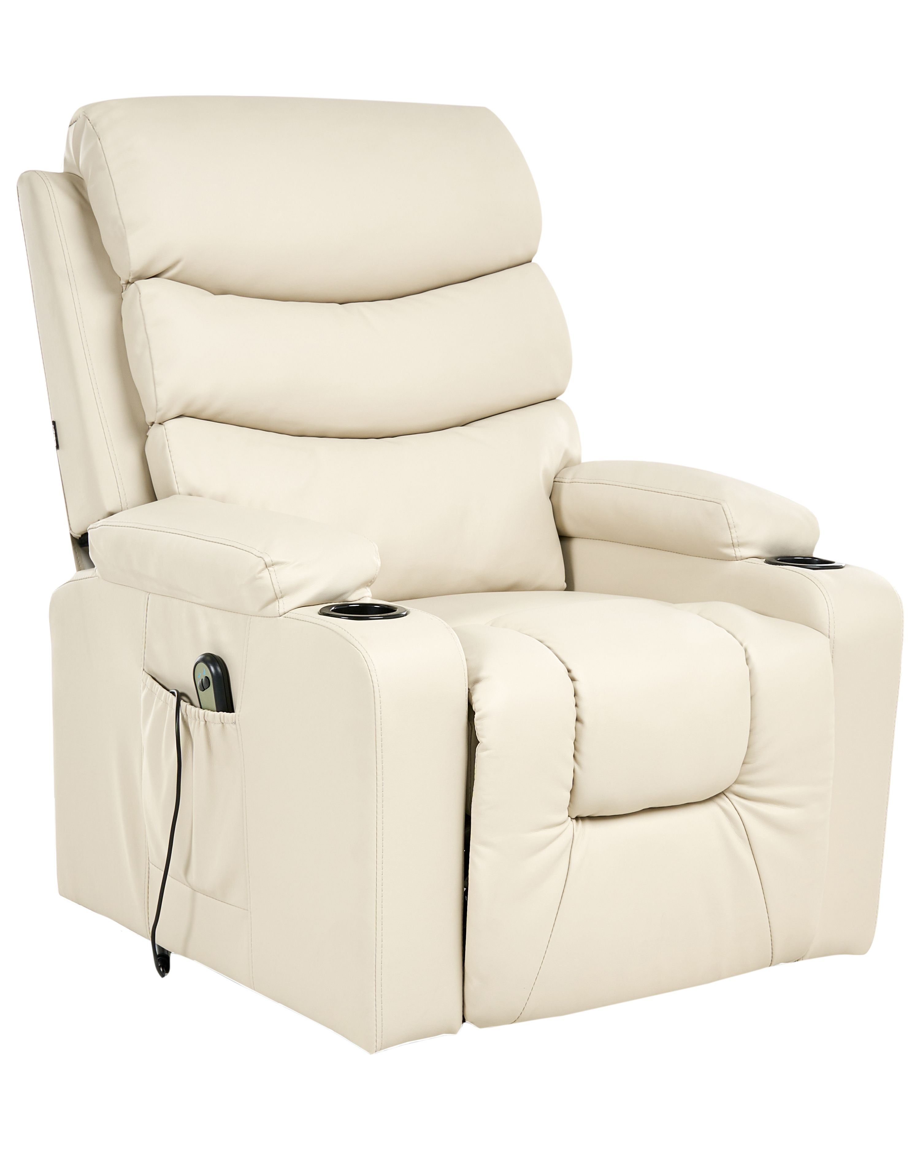 Electric Recliner Chair ETER with Footrest Faux Leather Beige