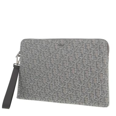 Dior pouch in grey and silver monogram canvas Oblique1:1High-quality replica