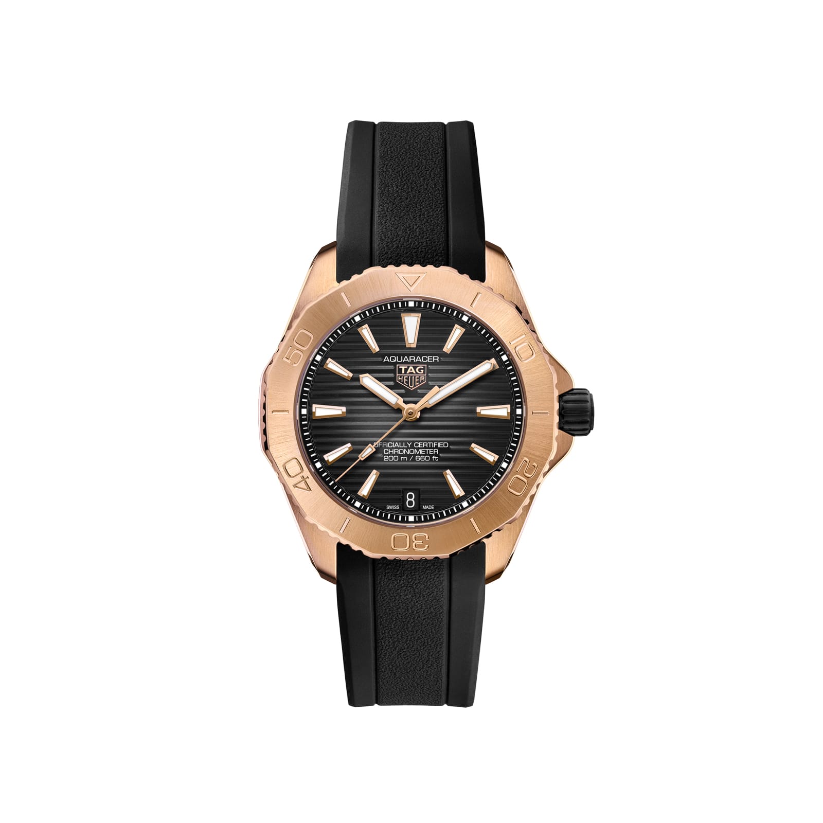 TAG Heuer Replica Watch Aquaracer Professional 200 Date Automatic 40 mm 18K 5N Solid Rose Gold(1:1 replica) - Top club