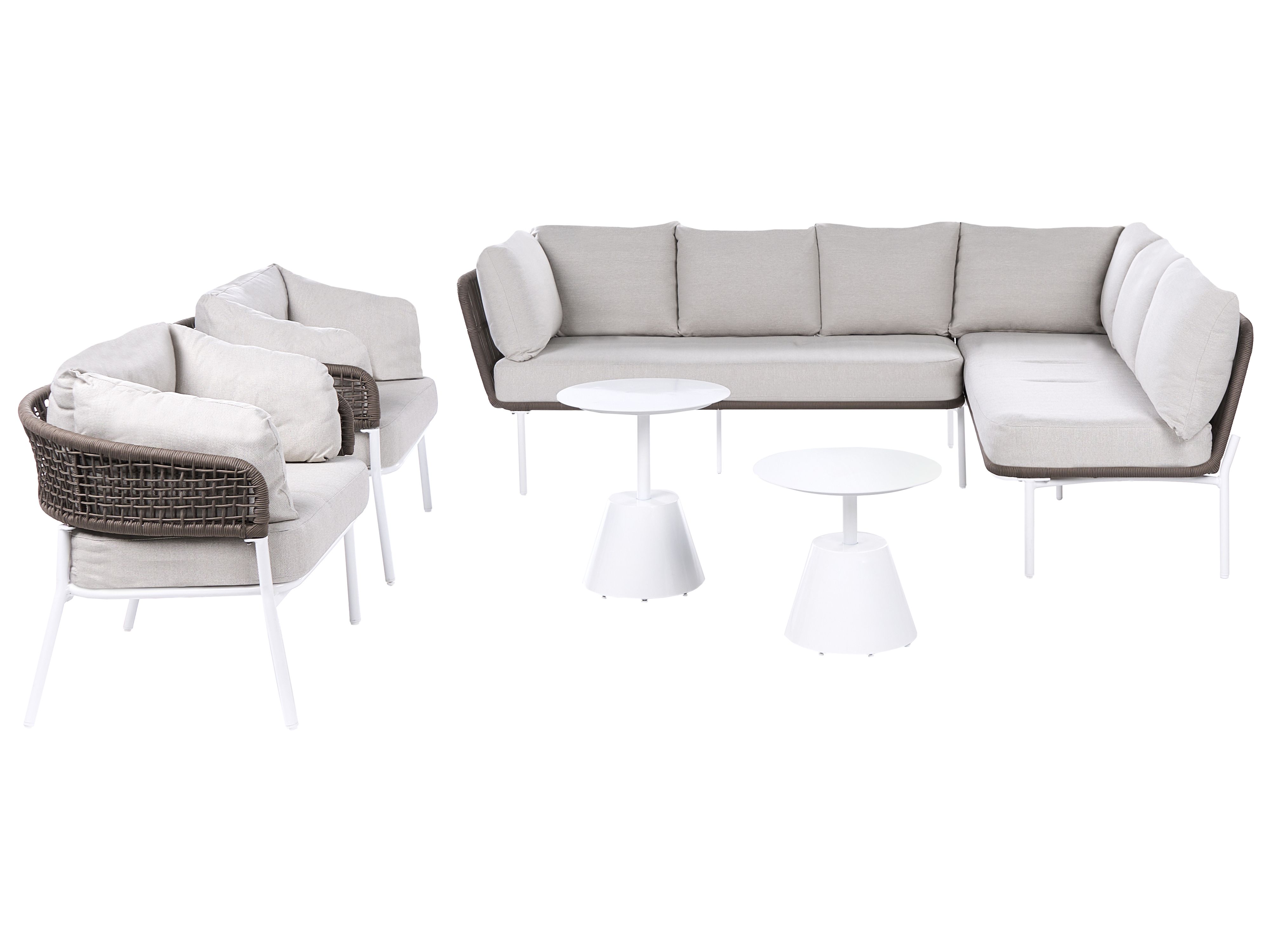 Garden Sofa Set 7 Seater ROBELLA with Tables Beige