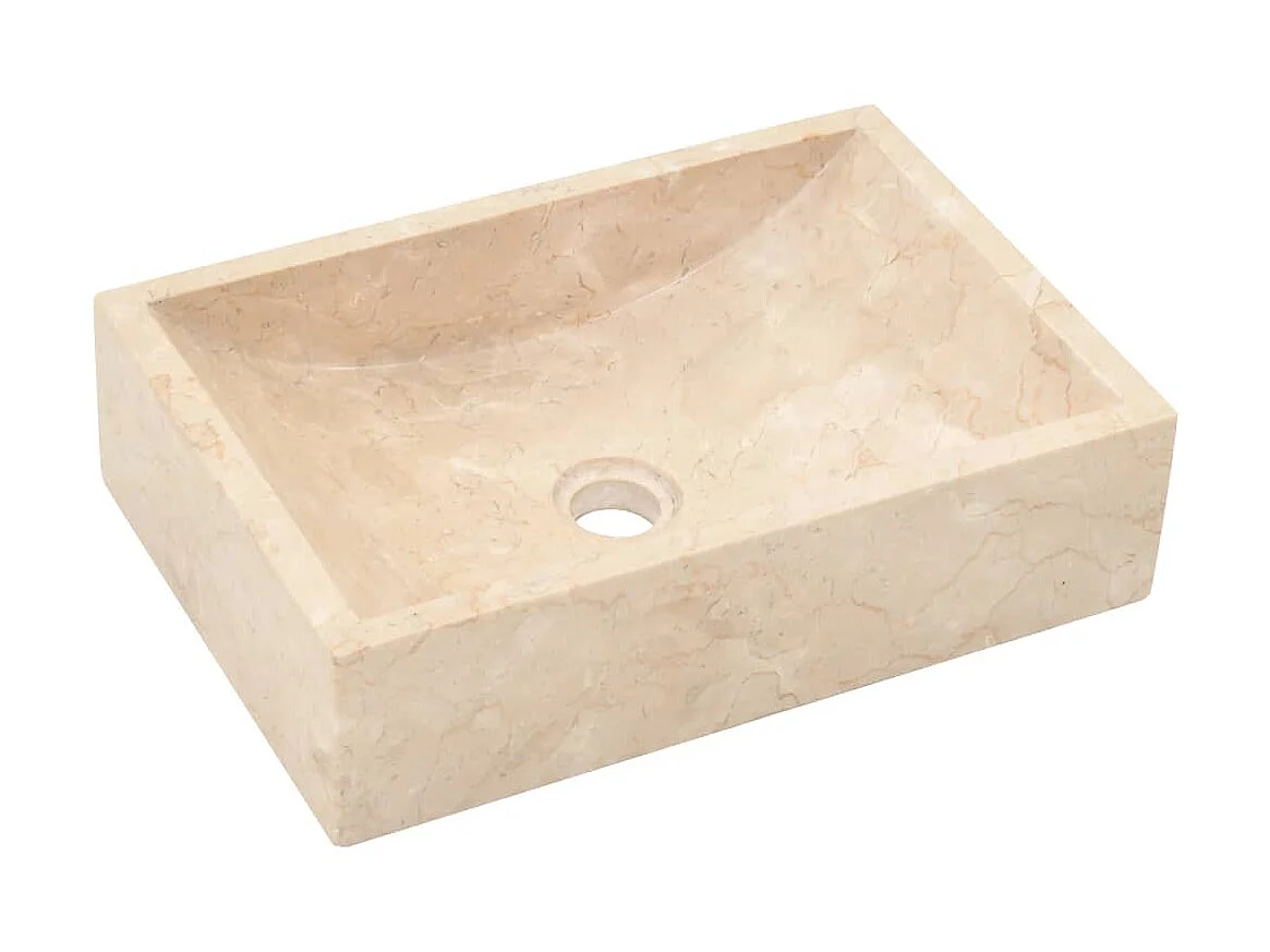 Vasque 45x30x12 cm marbre crème brillant WVGQ4389