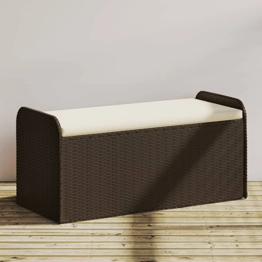 vidaXL Storage Bench with Cushion Outdoor Garden Seat Furniture Poly Rattan - Image 34