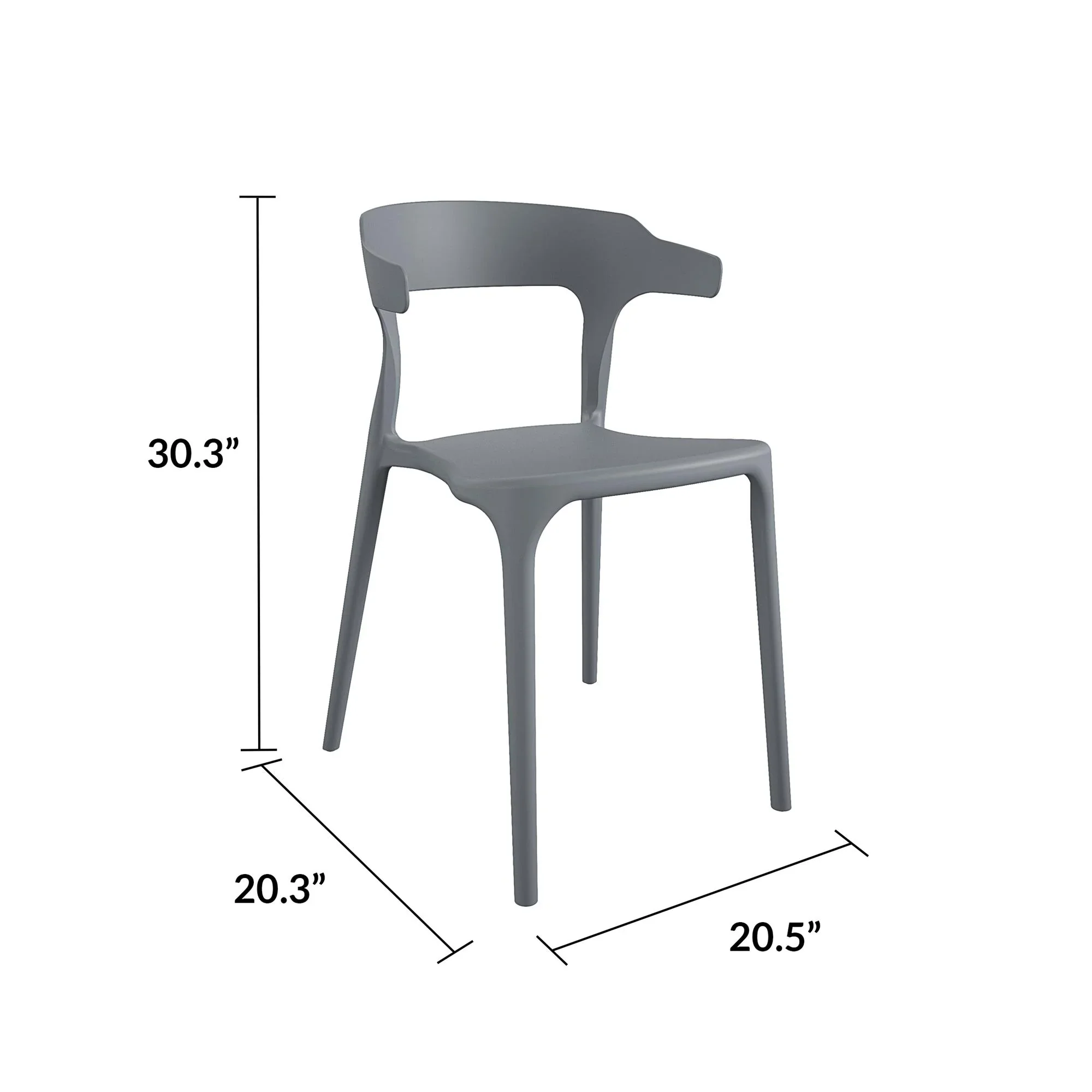 Novogratz Poolside Felix Stacking Dining Chairs, Indoor/Outdoor, 4-Pack, Charcoal - Image 6 Novogratz Poolside Felix Stacking Dining Chairs, Indoor/Outdoor, 4-Pack, Charcoal - Image 6