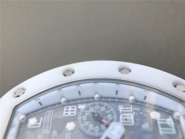 Replica Richard Mille RM011 White Ceramic Felipe Massa White Inner Bezel White Rubber Strap A7750 - Top club