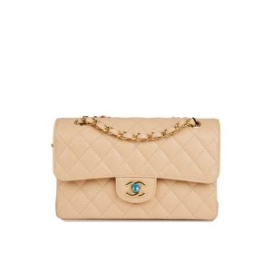 Chanel Classic Medium Blue Lambskin Rainbow Hardware – CB0311:1High-quality replica
